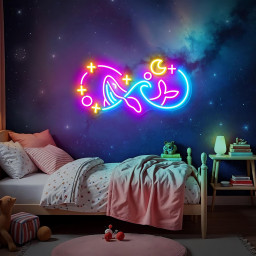 Whale in Ocean Neon Sign Moon Neon Light Kids room light Nature Neon Sign Coastal Decor Gifts for Ocean Lovers Ocean Wave Wallpaper