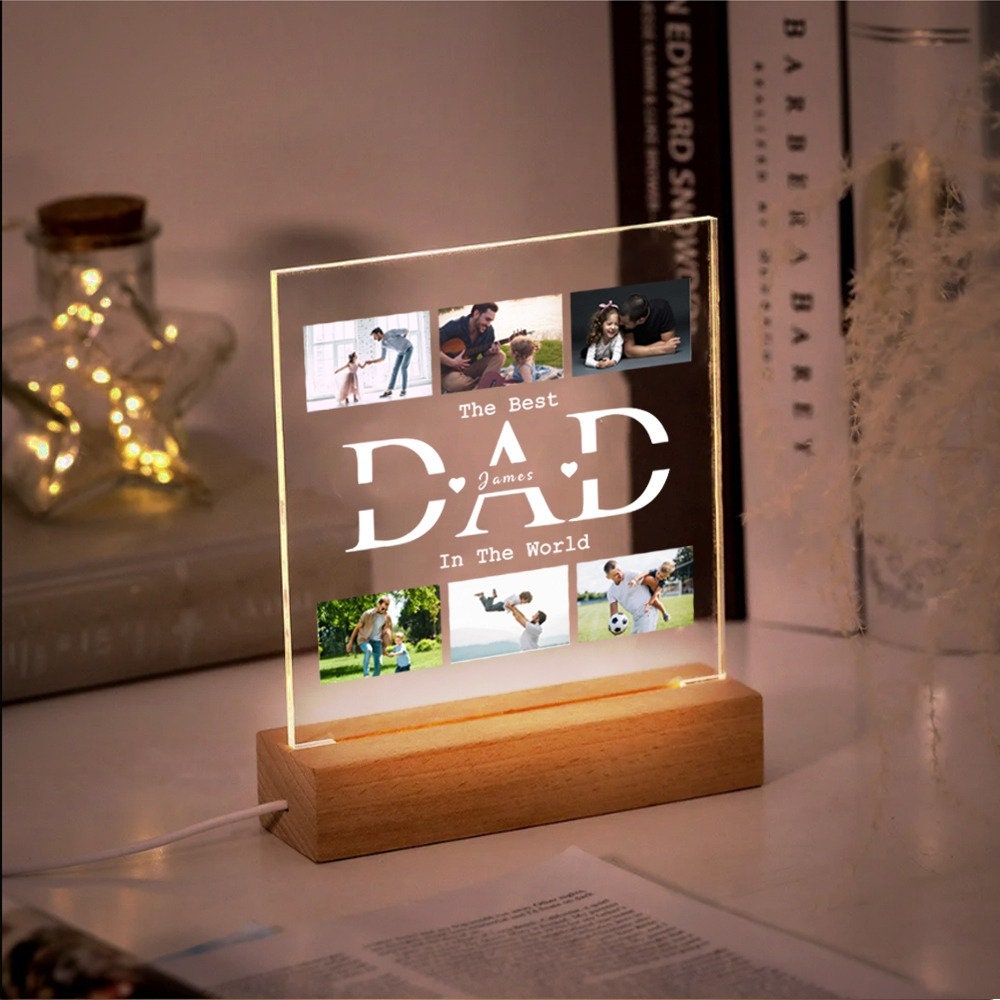 Personalized Dad Photo Gifts, Gift for Dad, Best Dad Ever, Fathers Day Gifts, Personalized Gifts, Bedroom Night Light, Dad Personalized Gift