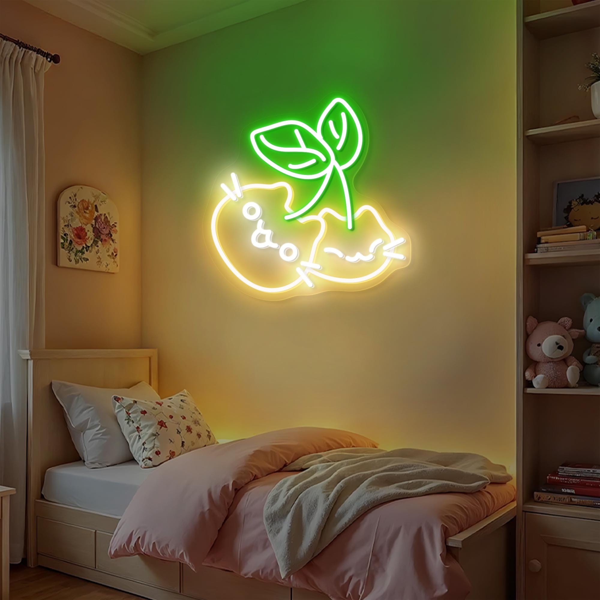 Cute Cherry Cat LED Neon Sign Kawaii Aesthetic Wall Light Cute Anime Room Decor Cat Lover Gift Gaming Setup LED Art Cozy Bedroom Neon Sign