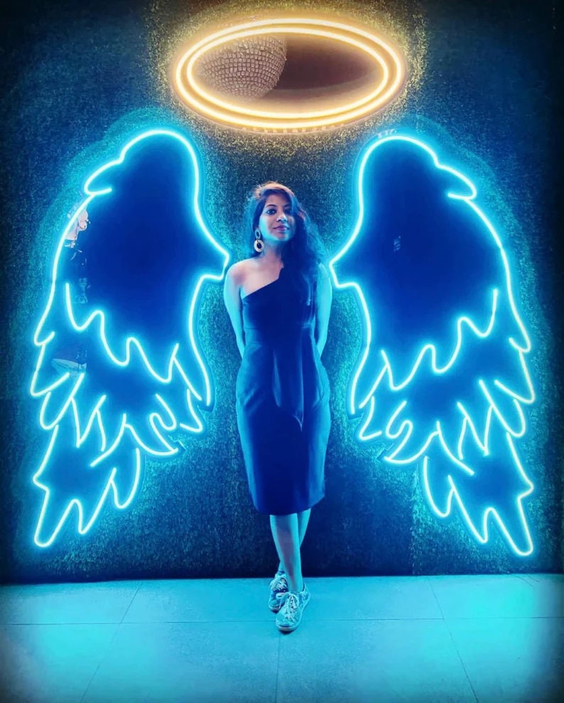 Wings Neon Sign,Personlized Led Neon Sign for Bachelor Party decor, Wall decor gift for birthday gift game room decor from NeonArtist