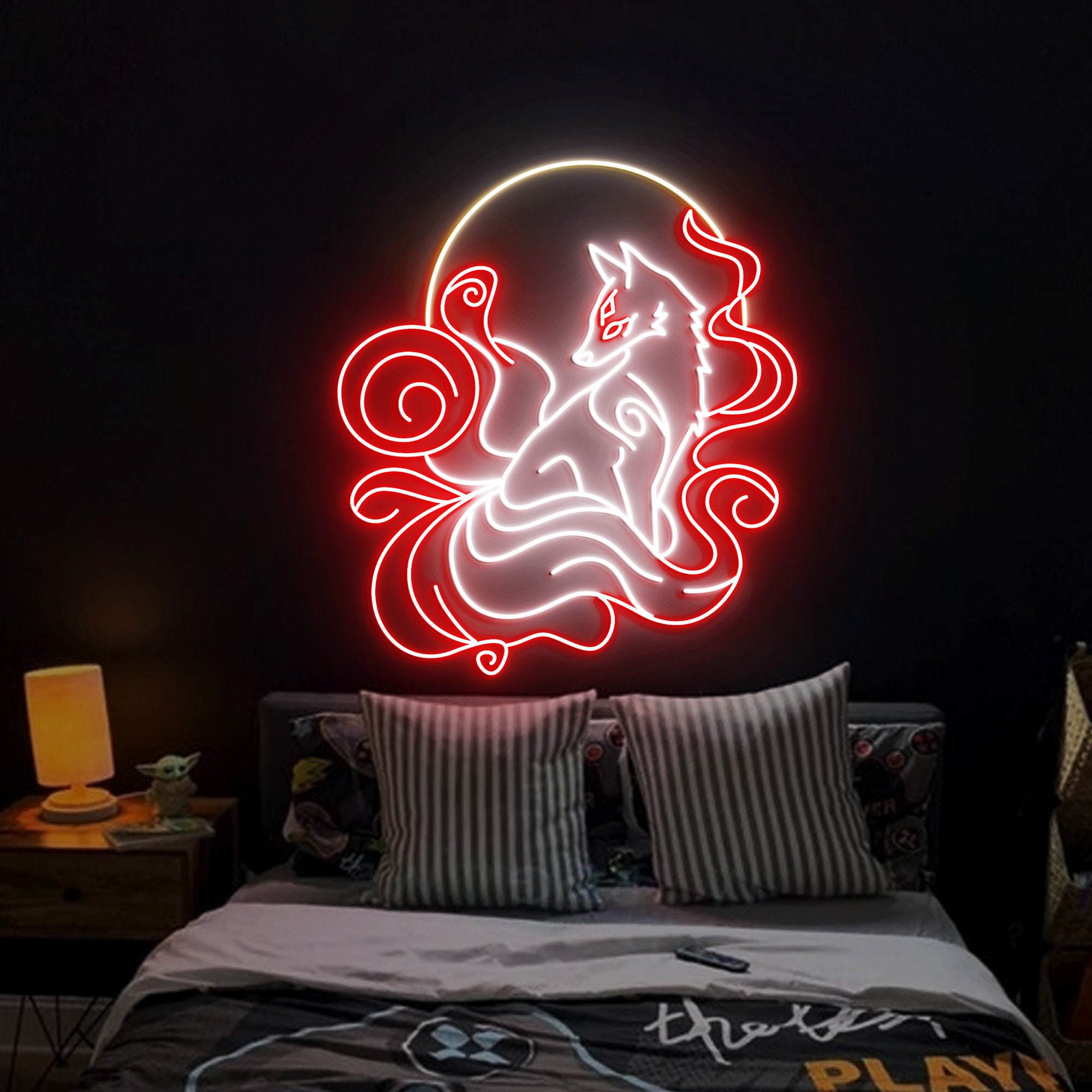Nine Tailed Fox Neon Sign, Kitsune fox Art Light Decor, Custom Anime Neon Sign, Bedroom Fox Neon Lights, Anime Nine Tailed Fox Wall Art
