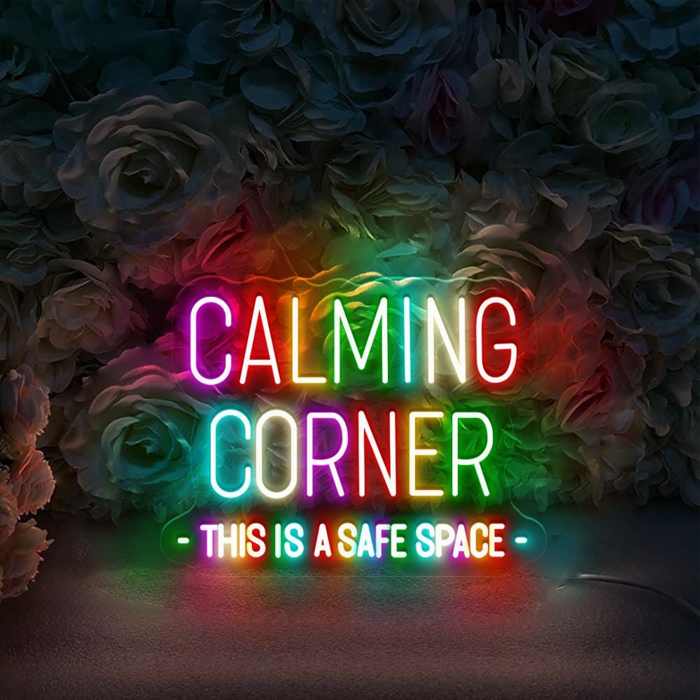 Calming Corner Neon Sign Decor, Classroom Educational Neon Sign Decor, Classroom Decor Pastel Rainbow Neon, Book Nook Library Neon Decor