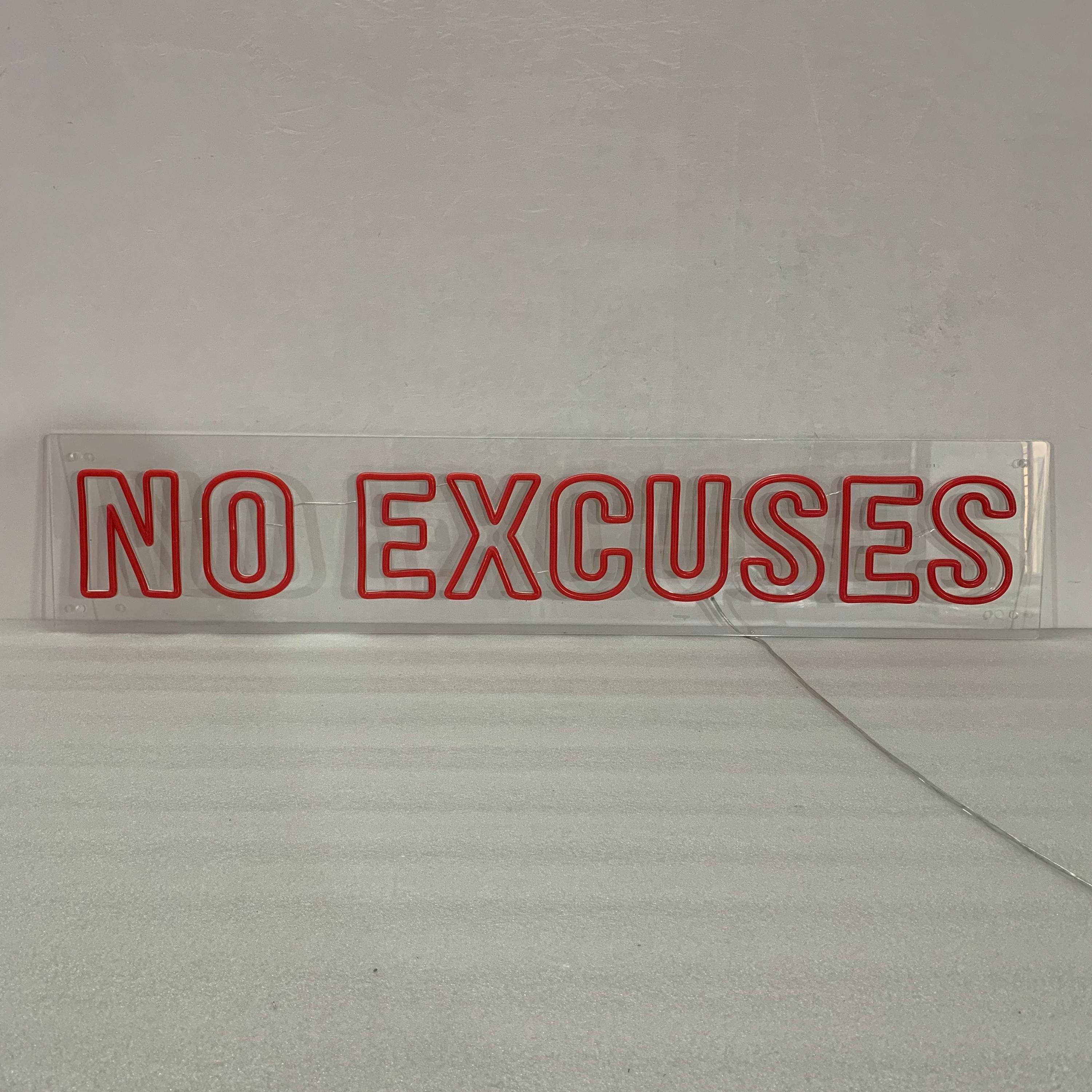 No Excuses Neon Sign Light, NO EXCUSES Sign Gym Wall, Motivational Quotes Signs for Fitness Wall, Training Room Wall Signs, Gym Presents