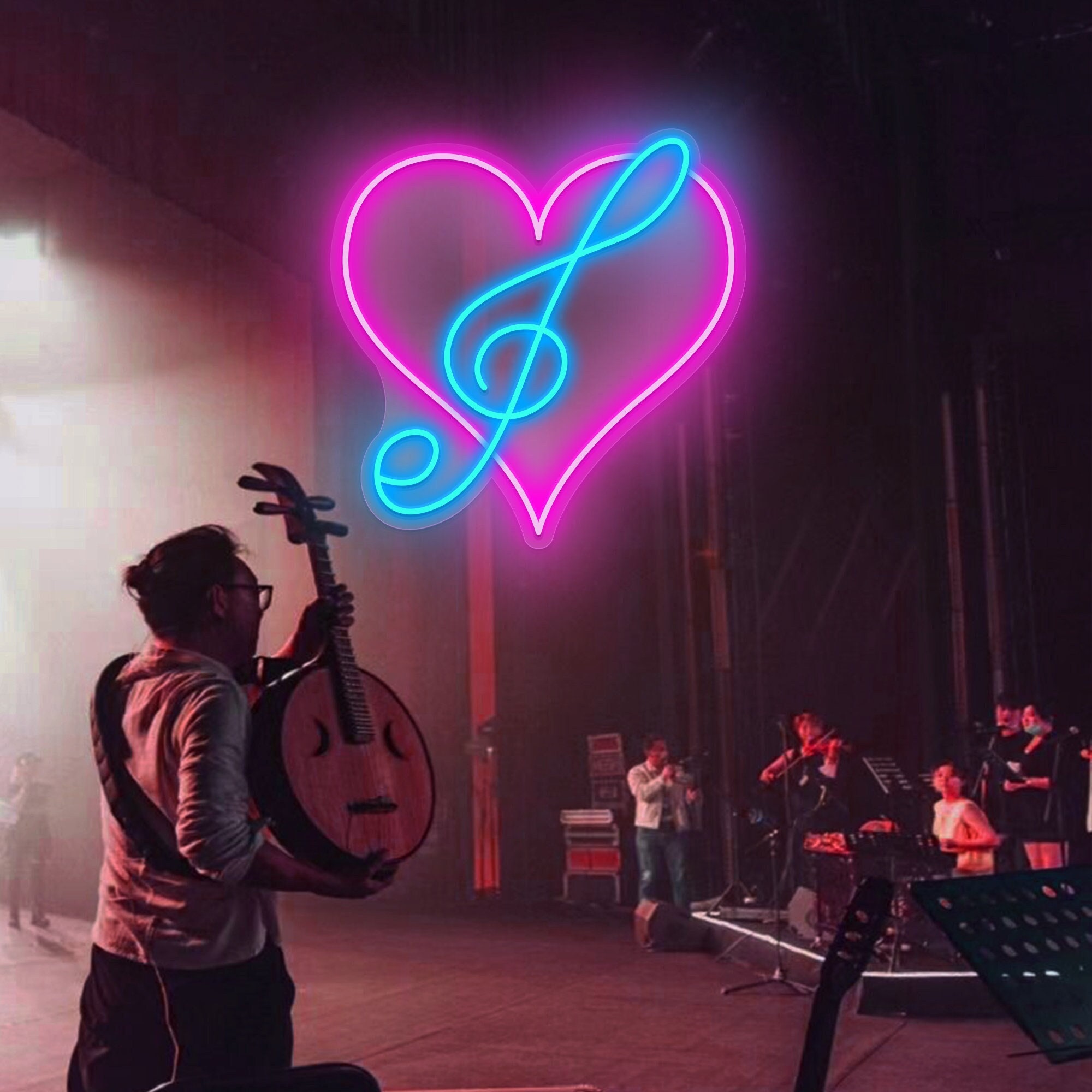 Heart Music Note Neon Sign/Music Note Custom Neon Sign/Heart Neon Sign/Light Up Sign/Neon Sign Bedroom/Wedding Neon Sign