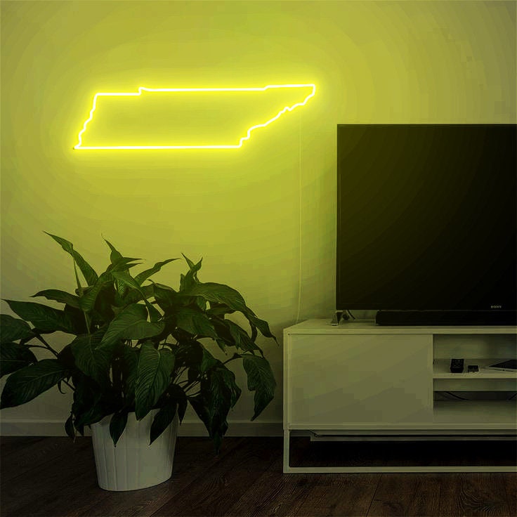 Tennessee State Neon Sign, Tennessee Map Wall Art, Tennessee Outline Art, Tennessee Home Decor, Personalized Tennessee Gift