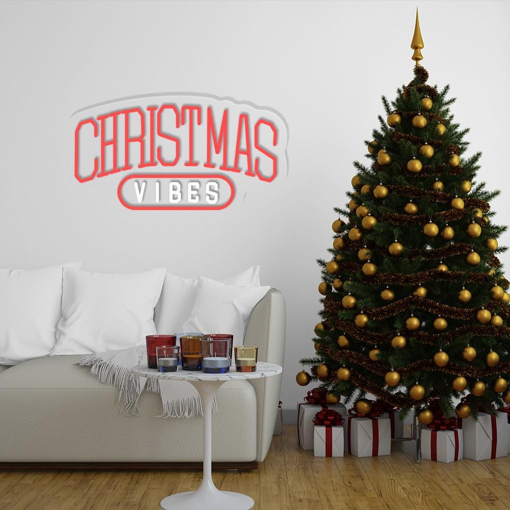 Christmas Vibes Neon Sign, Christmas Neon Decor Wall, Holiday Neon Sign, Cute Christmas Nepn Led, Christmas Neon Sign Gifts