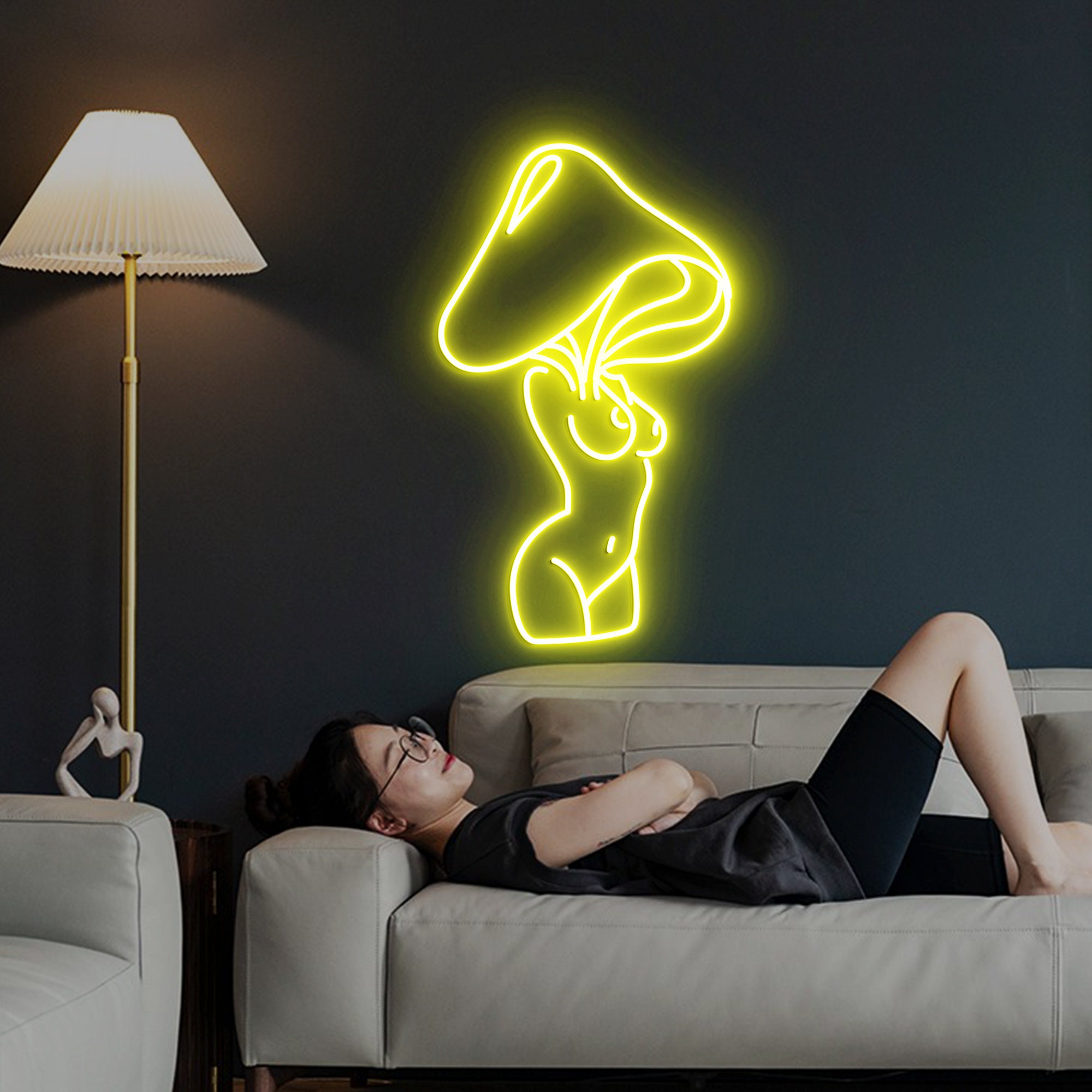 Mushroom Lady Led Neon Sign, Lady LED Lights, Bar Neon Sign for Man Cave Decor, Bedroom Wall Decor Party Art Decoration Gift for Her