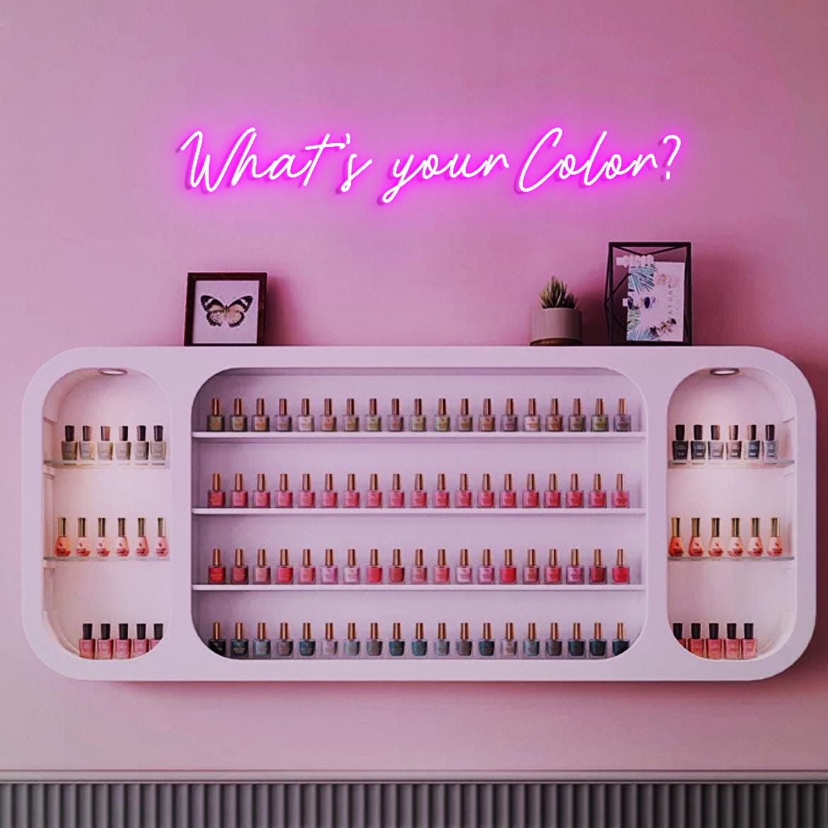 What's your Color? Nail Beauty Neon Light Sign, Nail Room Wall Art, Neon Sign for Nail Polish Rack Wall, Nail Business Wall Sign Display
