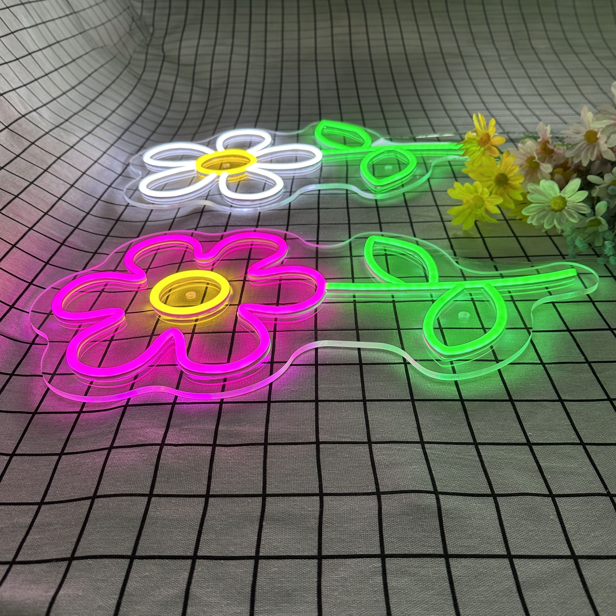 Flowers Neon Light, Neon Sign Light Decor, Led Flower Wall Backdrop, Bedroom Neon Lights, Flower Sign Led Light Wall Art Decor