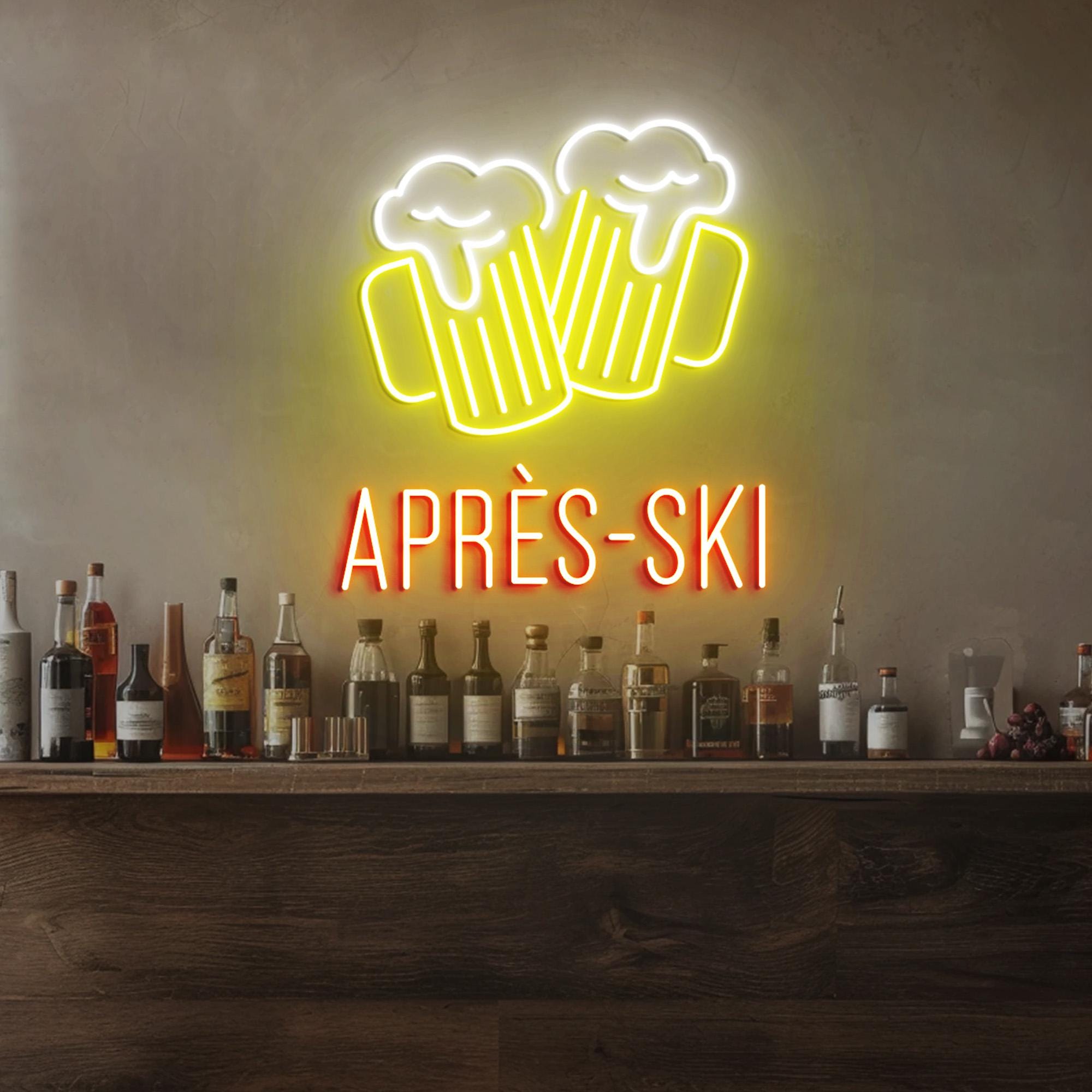Apres Ski Beer Neon Sign, Ski Bar Decor, Ski Beer Wall Neon Light, Apres Ski Bar Wall Decor, Ski Beer Bar Wall Decor