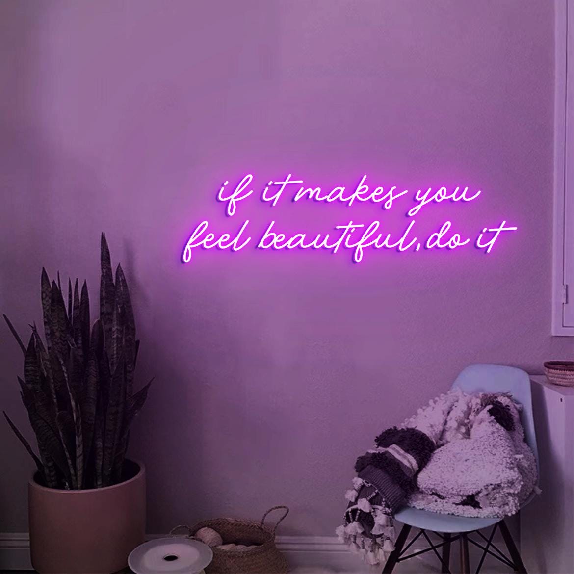 Neon Sign If it Makes you Feel Beautiful Do it, Glam Beauty Salon Wall Art, Modern Salon Wall Decor Idea, Salon Vibes Decor Neon Light