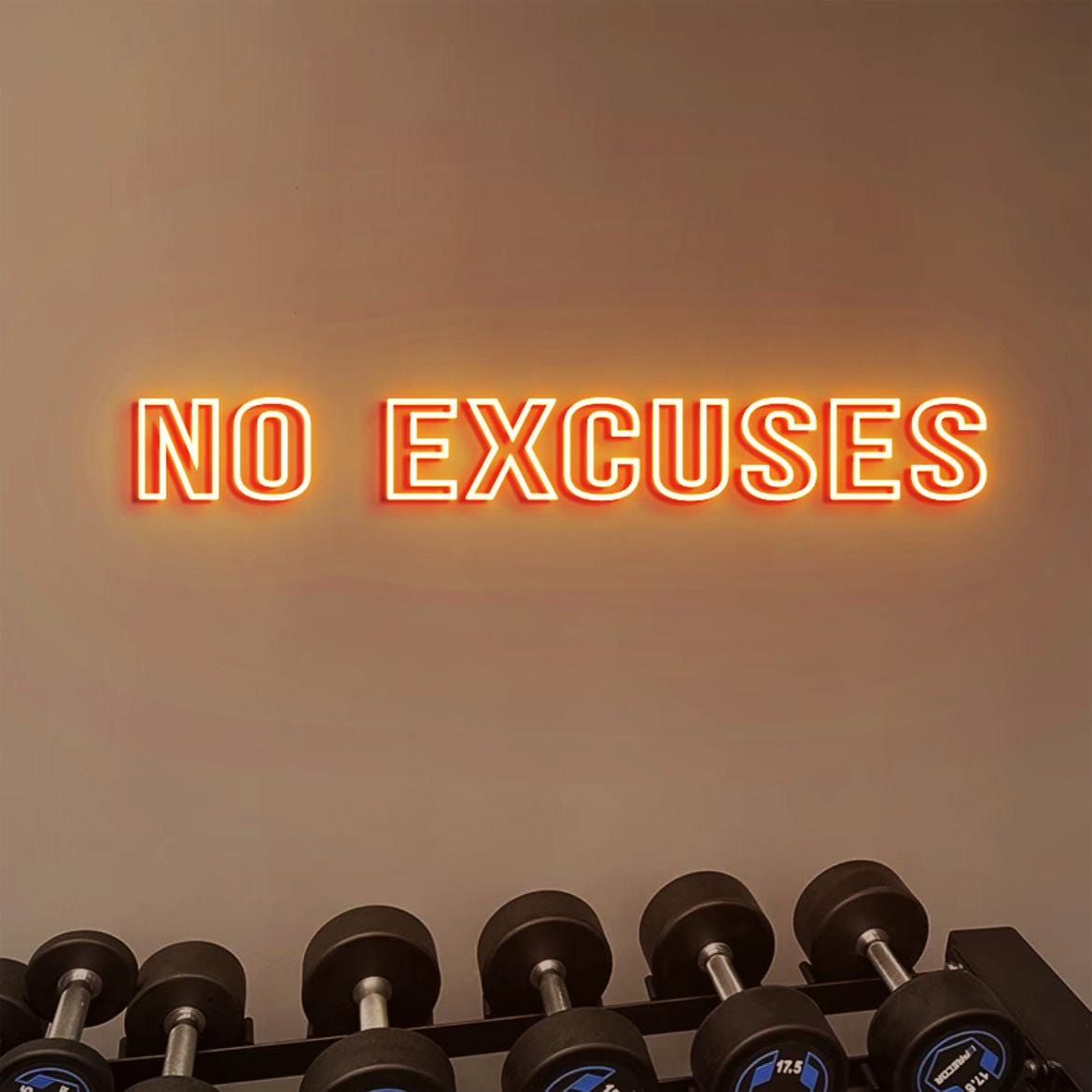 No Excuses Neon Sign Light, NO EXCUSES Sign Gym Wall, Motivational Quotes Signs for Fitness Wall, Training Room Wall Signs, Gym Presents