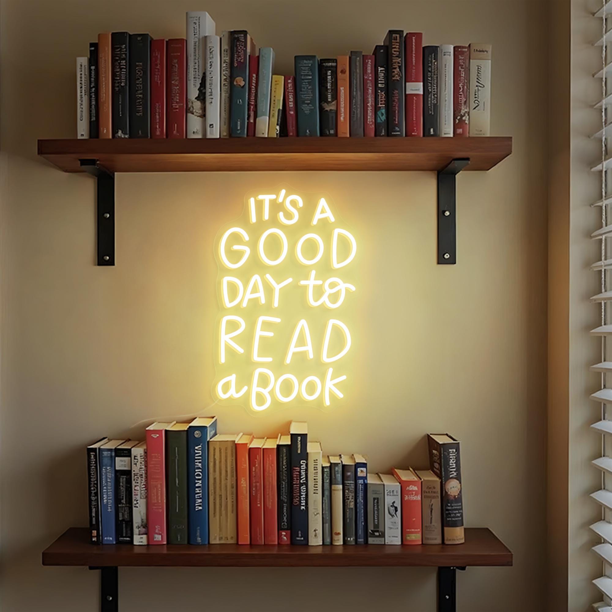 It's a Good Day to Read a Book LED Neon Sign Cozy Reading Corner Light Book Lovers Gift Library Wall Decor Literary Aesthetic Room Sign