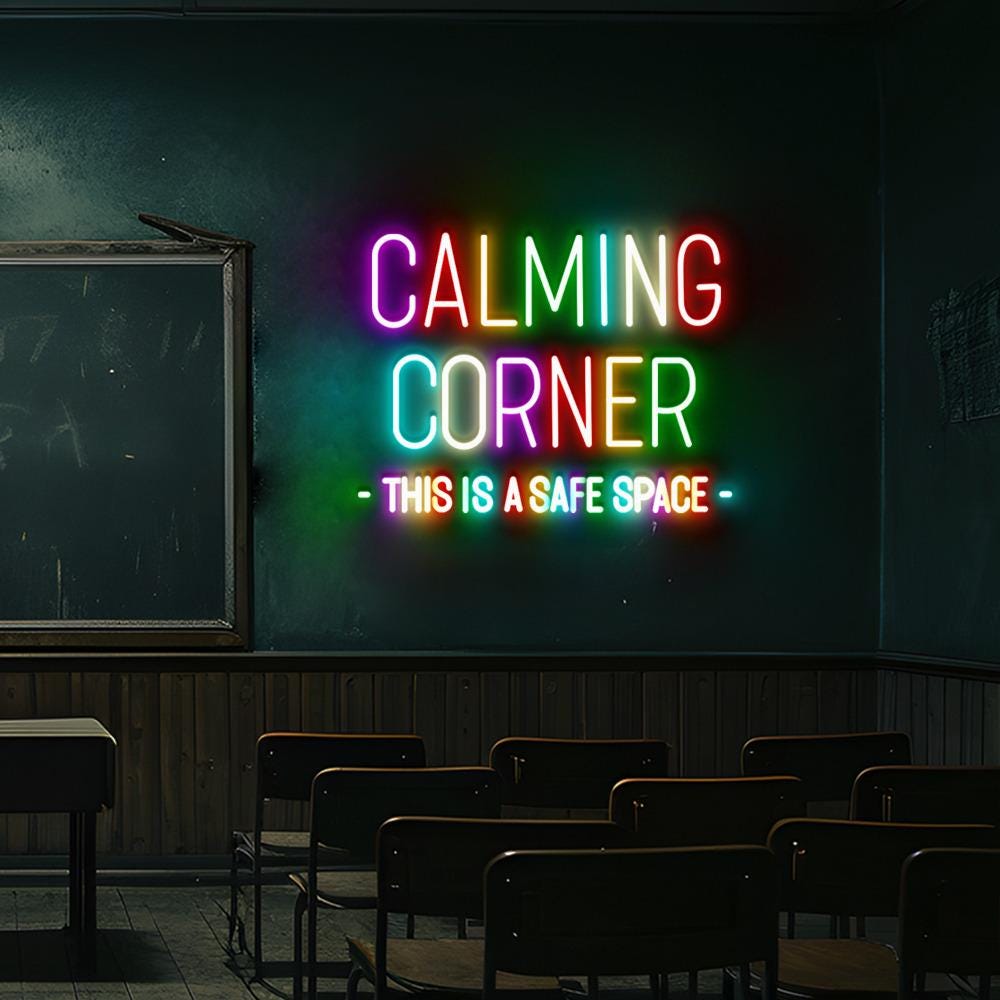 Calming Corner Neon Sign Decor, Classroom Educational Neon Sign Decor, Classroom Decor Pastel Rainbow Neon, Book Nook Library Neon Decor