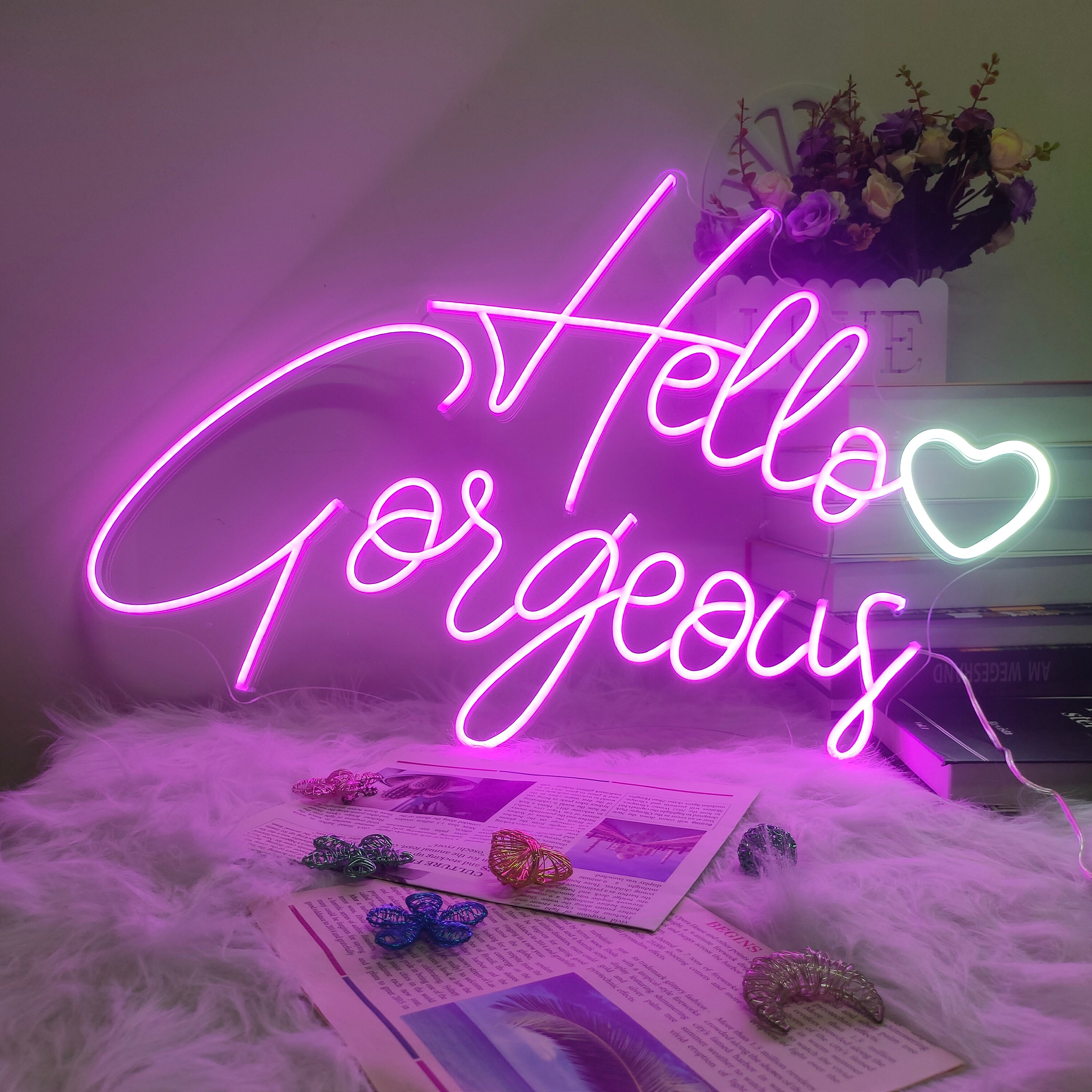 Custom Neon Sign | Hello Gorgeous Neon Sign | Wedding Neon Sign | Led neon sign | Customized Neon Sign | Neon Name Sign| Neon Sign Light