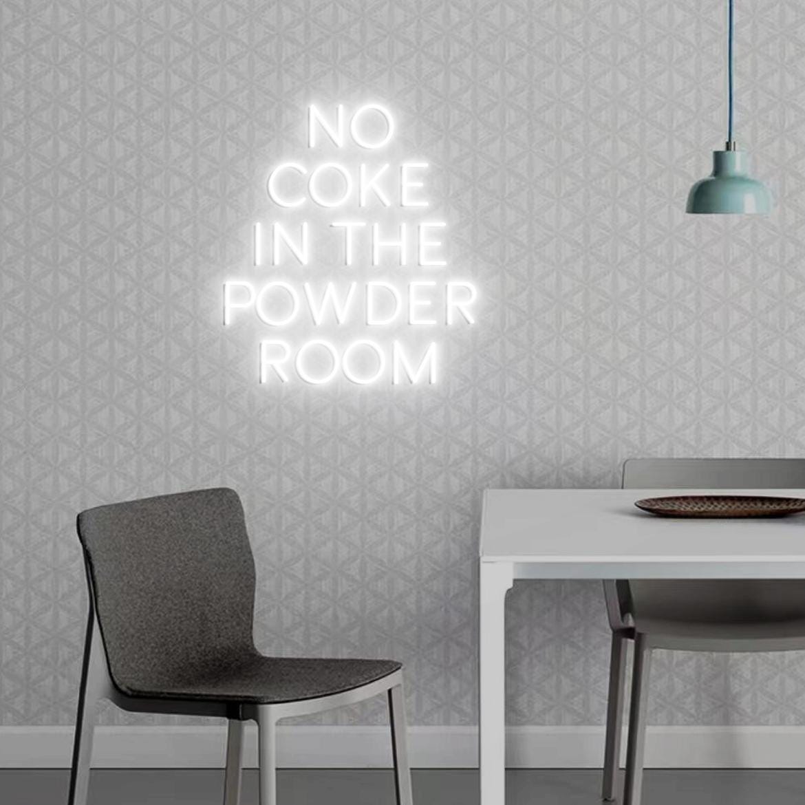 Neon Sign No Coke in the Powder Room, Funny Neon Sign for Bathroom Wall, No Coke Sign for Bar Party, No Coke Sign Powder Room Wall