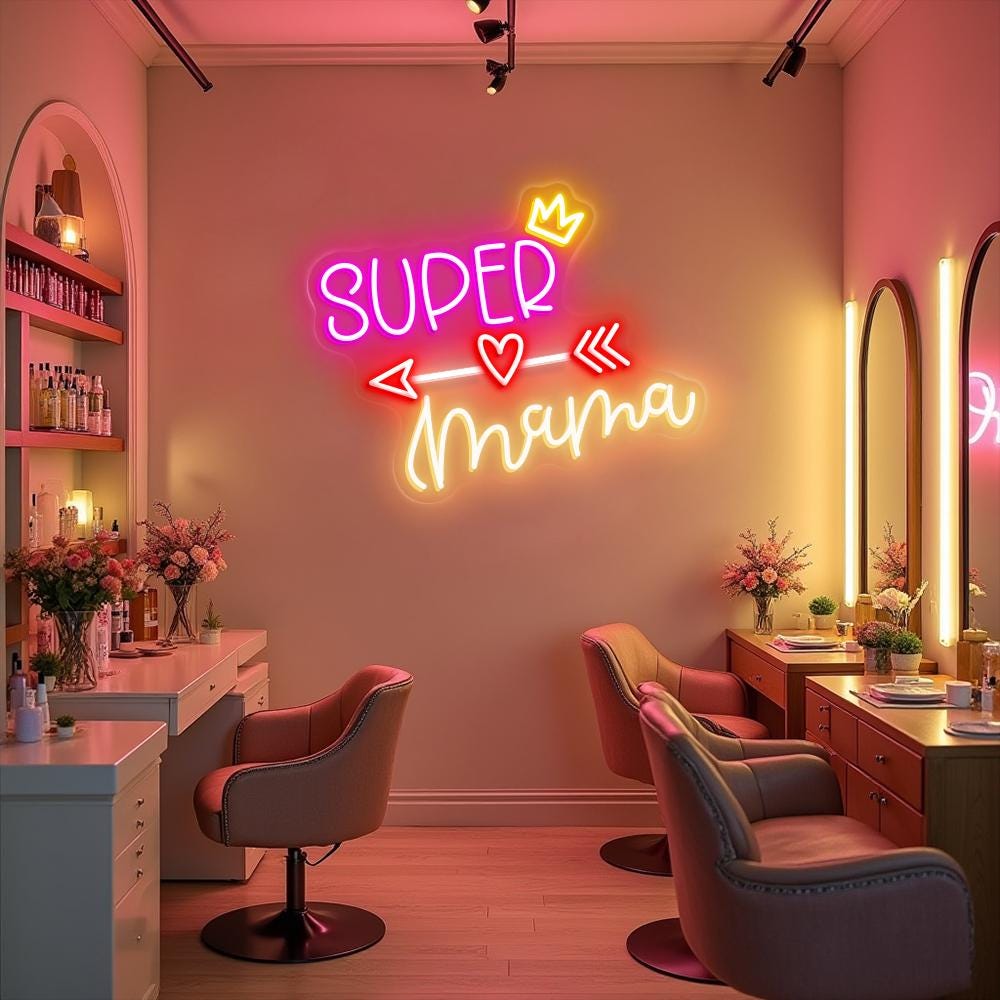Super Mama Neon Sign, Mother's Day Sign, Custom Neon Sign for Mom, Custom Mother's Day Neon Sign, Home Wall Decor, Gift for Mother's Day