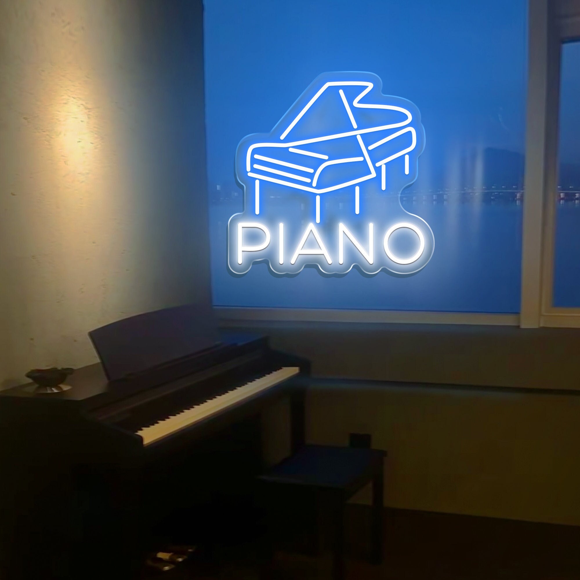 Piano Led Neon Sign | Neon Custom Wall decor | Handmade Neon Sign Light | Lights Bar Decor Room Night Light Art Wall | Pianist Gift