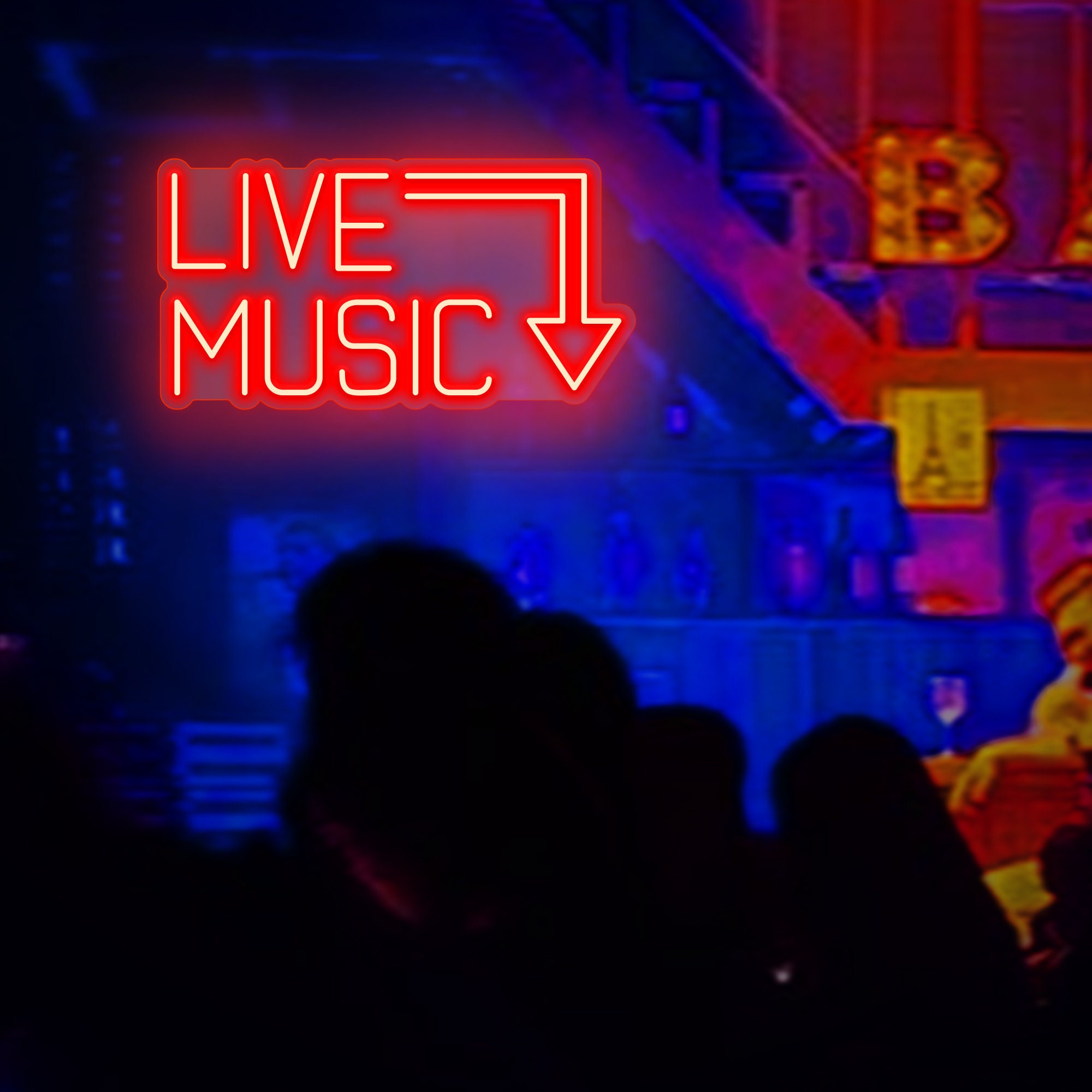 LIVE MUSIC Neon Sign |Neon Music Sign |Music Bar Led Sign |Music Studio Light Decor |Retro Decor |Neon Sign Wall Art |Live Show Party Decor