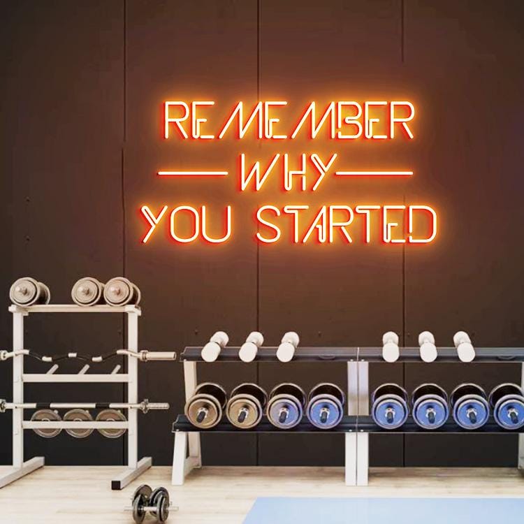 Remember Why you Stared Neon Sign, Motivational Gym Decor, Inspirational Gym Quote Sign, Fitness center Workout Room Sign, Office Gym Decor