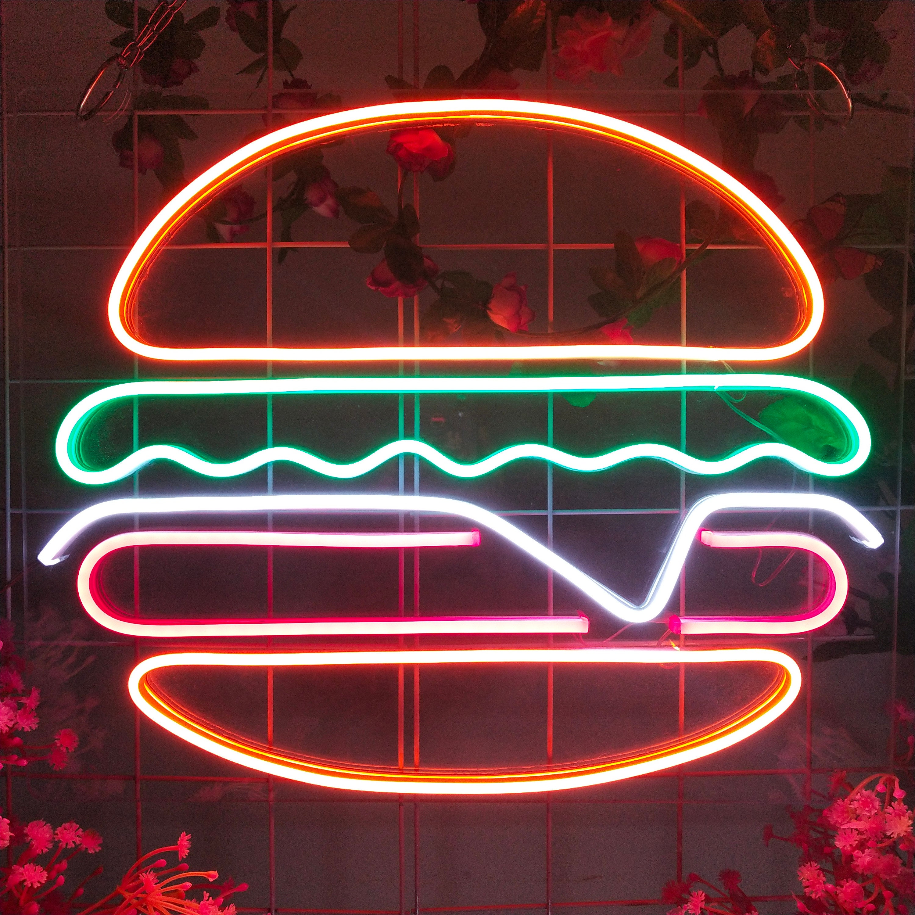 BURGER Custom Neon Sign Wall Decor Neon Light LED Perfect Night Light Kitchen Decor Neon Sign Wall Decor Neon Sign Art Neon Light Sign