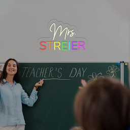 Custom Teacher Door Hanger Rainbow, Teacher Name Sign Door, Personalized Teacher Gift, Custom Teacher Appreciation, Gift Neon Teacher Sign