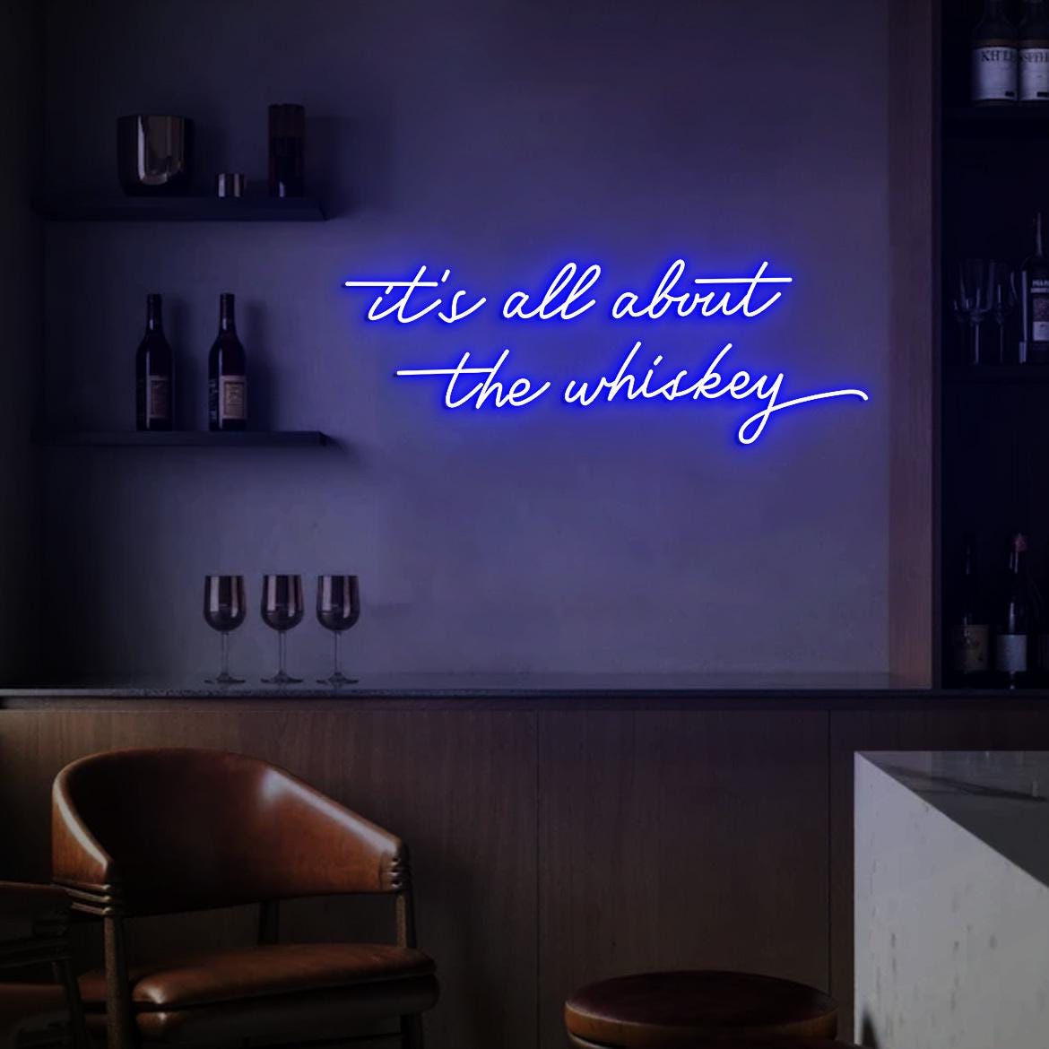 It's all about the whiskey Neon Sign, Whiskey Bar Sign, Home Whiskey Bar Decoration, Rustic Whiskey Bar Wall Neon Light, Whiskey Signs