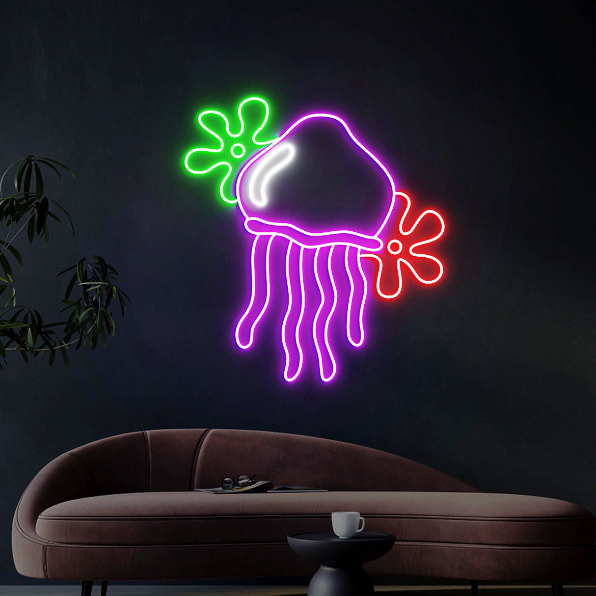 Jellyfish Neon sign, Custom Spongebob Flower Neon Light, Jellyfish Decoration Neon Sign, Jellyfish Wall Art Bedroom Decor