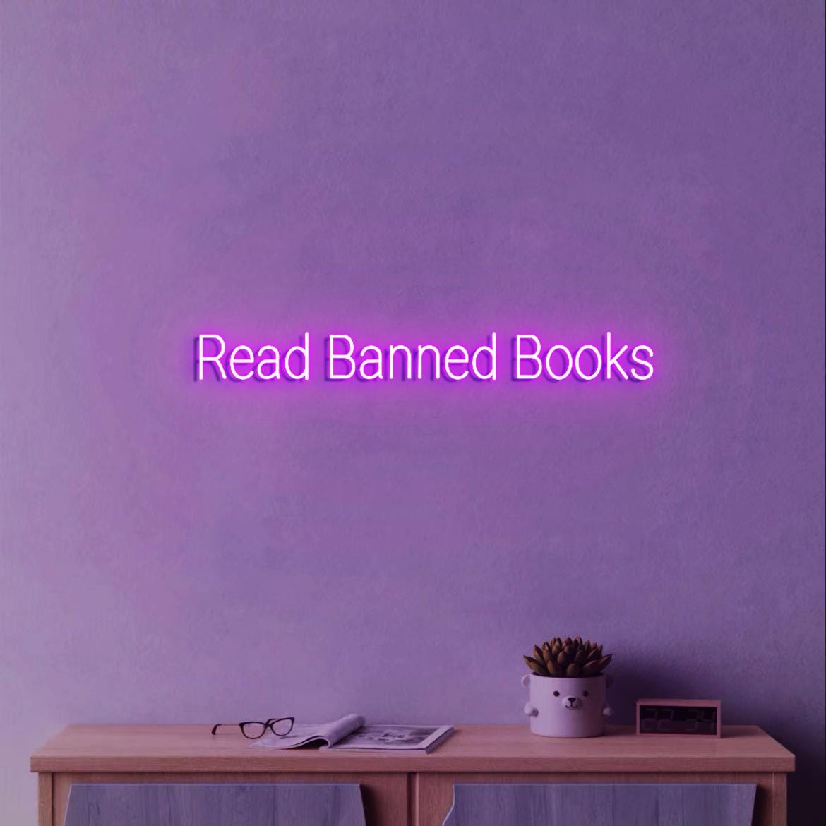 Read Banned Books Neon Light Sign, Funny Books Sign for Books Room Wall, Books Sign for Book shelf, Banned Sign Books Wall Decor, Read Sign