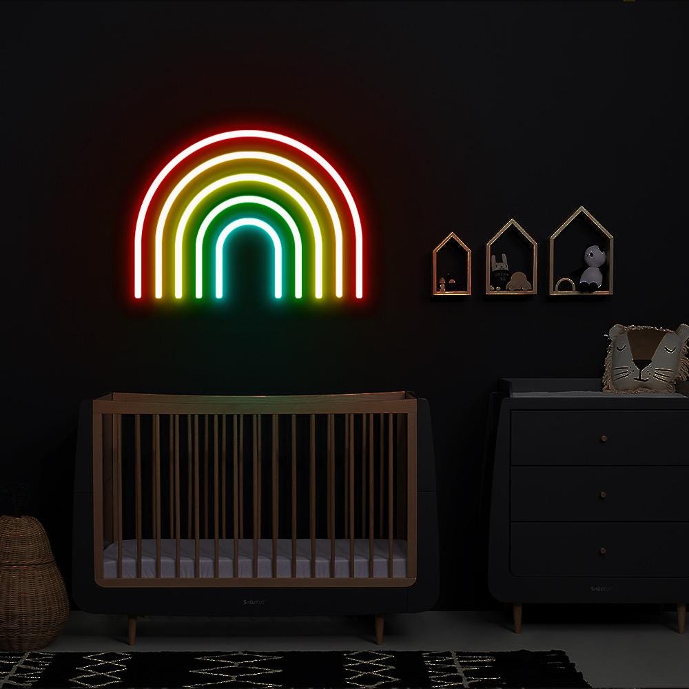 Girl Cute Wall Art, Nursery Neon, Rainbow Neon, Rainbow Decor, Rainbow Wall Art, Neon Sign Rainbow, Kid Room Decor, Nursery Wall Art Gifts