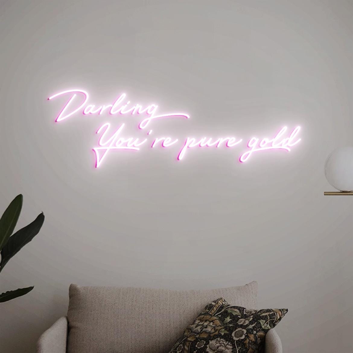 Darling You're pure gold Neon Sign, Pure Gold, Hair Salon Wall Idea, Hair Beauty Salon Art, New Salon Decor, Salon Decor Idea