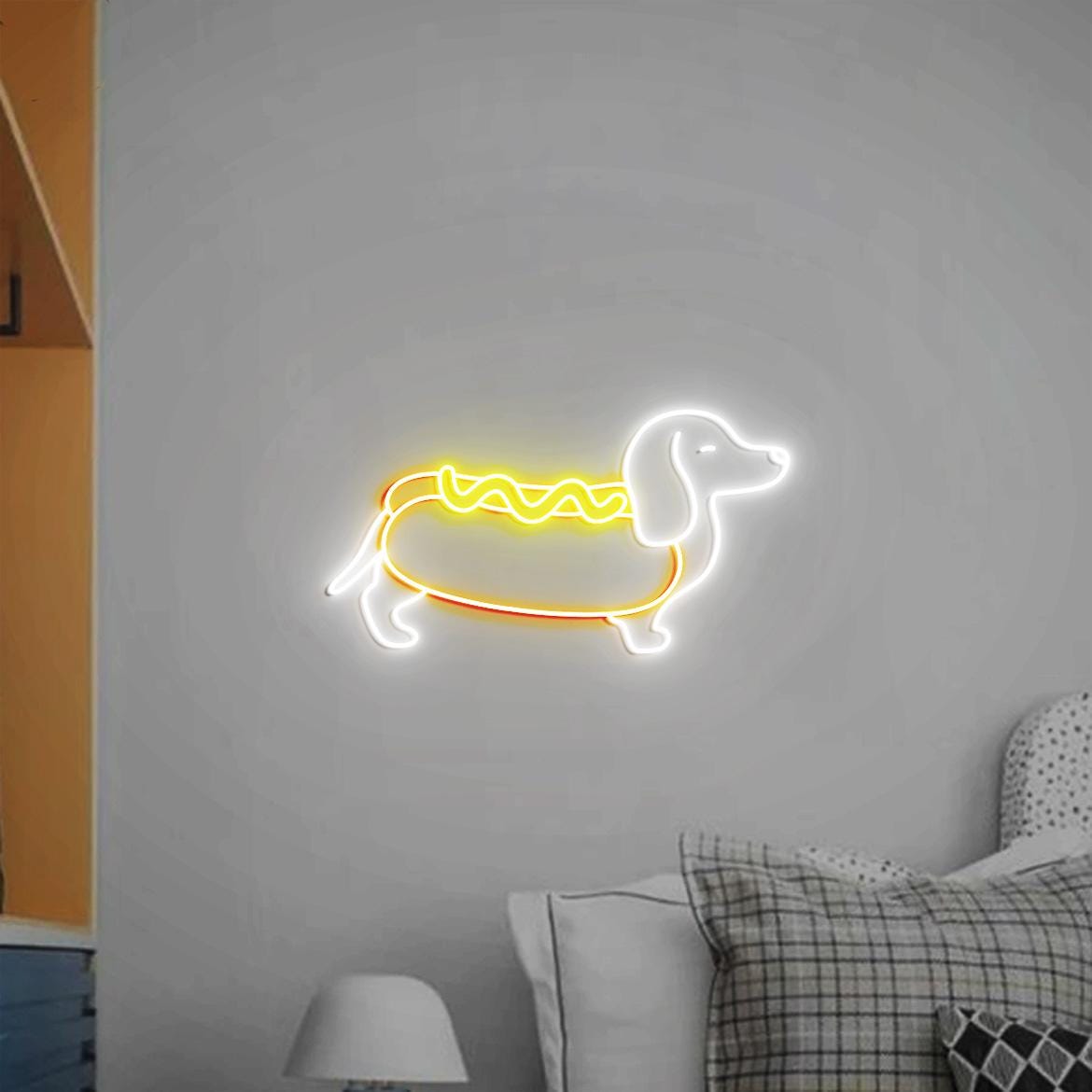 Hot dog Weenie Neon Sign, Hot Dog Dachshund Neon Light, Cute Weenie Dog Home Wall At, Gifts for Weenie Dog Lovers, Hot Dog Fast Food
