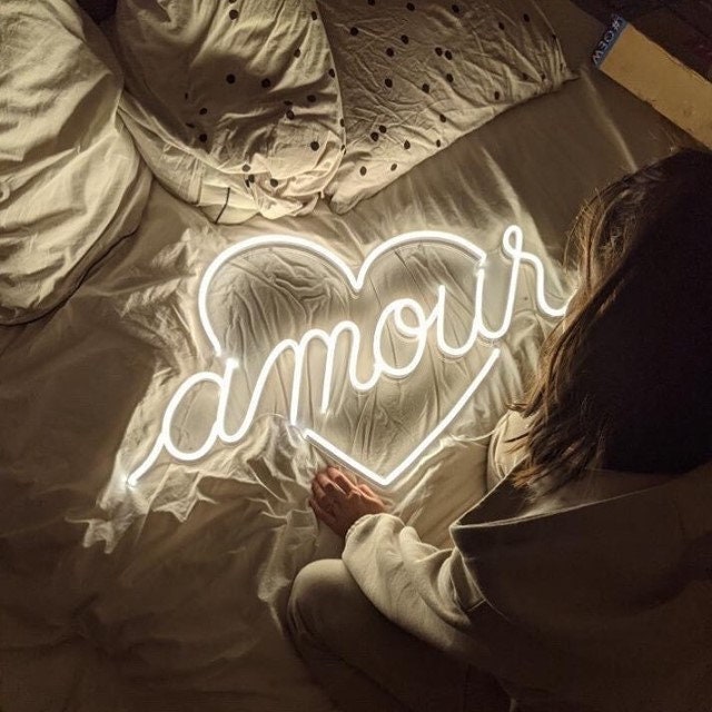 Amour With Heart Neon Sign, Wedding Neon Sign, Name Neon Sign, Wall Mount Bedroom Decor Neon Light Sign Gift For Her from NeonArtist