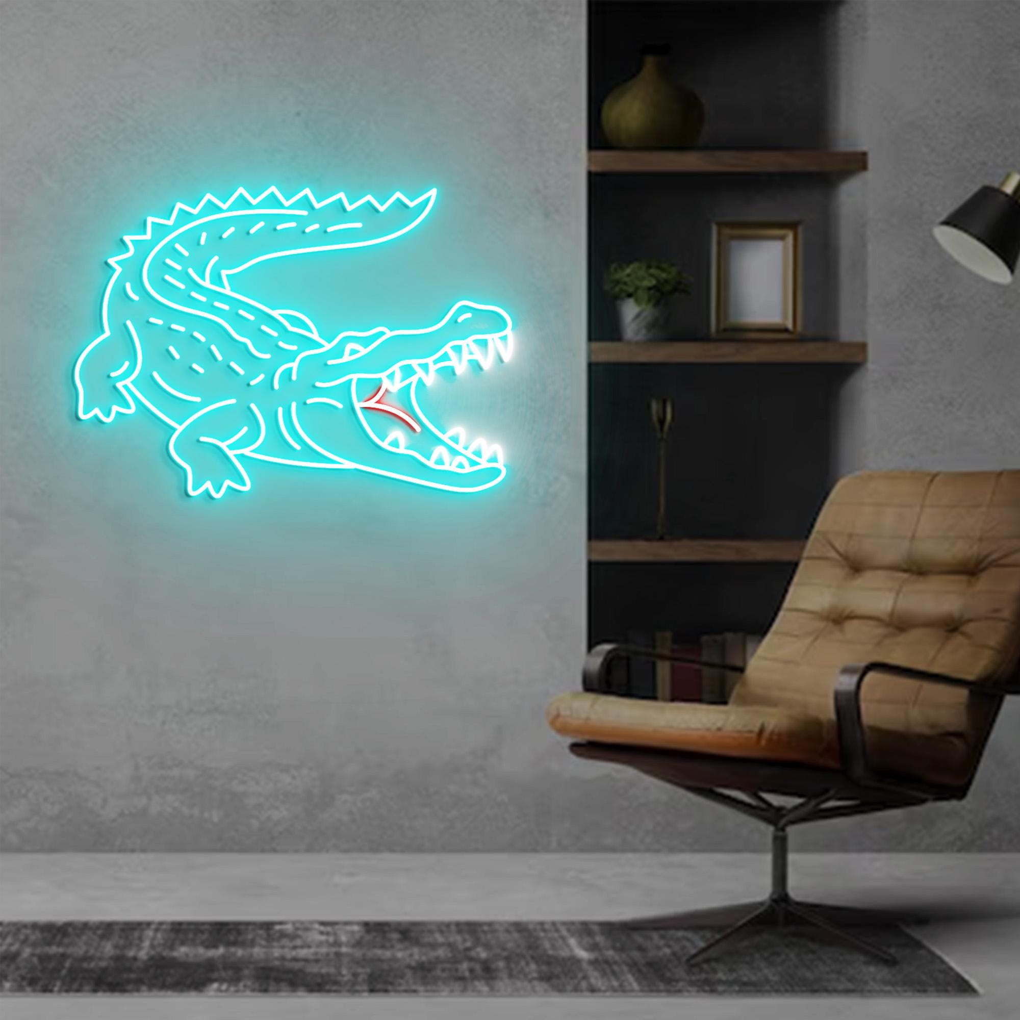 Crocodile Neon Sign, Crocodile Neon Sign Light Decor, Crocodile Bedroom Neon Sign, Alligator Led Neon Light, Crocodile Wall Art Decoration