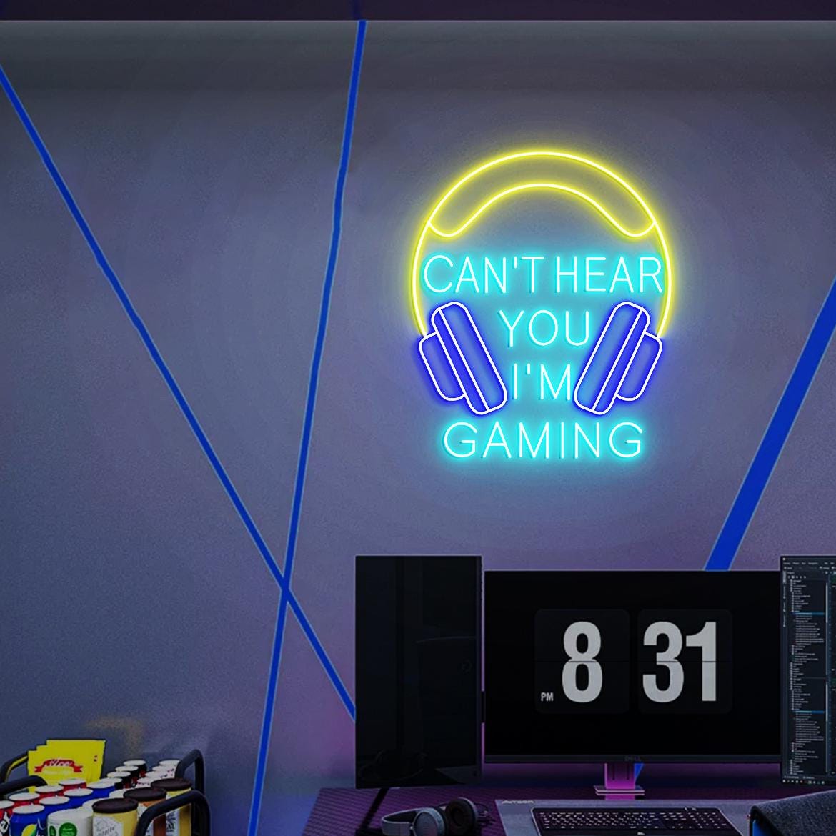 Can't Hear You I'm Gaming Neon Light, Gaming Headset Wall Art, Gaming Room Wall Led Neon Light, Gaming Room Decor Idea, Gaming Gifts