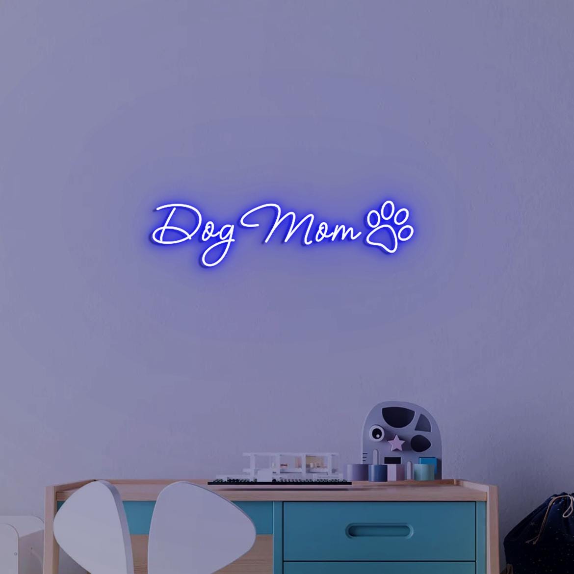 Dog Mom Sign, Custom Neon Sign Pet Name with Paw, Paw Decor for Wall Home, Personalized Neon Sign for Pet Lover, Dog Mom Gifts