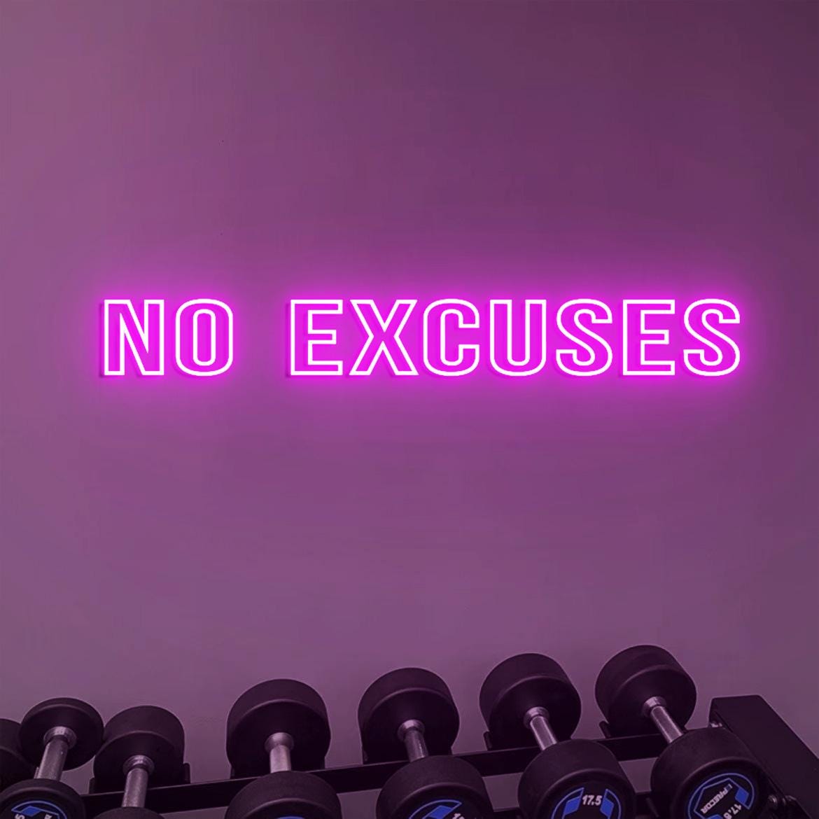 No Excuses Neon Sign Light, NO EXCUSES Sign Gym Wall, Motivational Quotes Signs for Fitness Wall, Training Room Wall Signs, Gym Presents