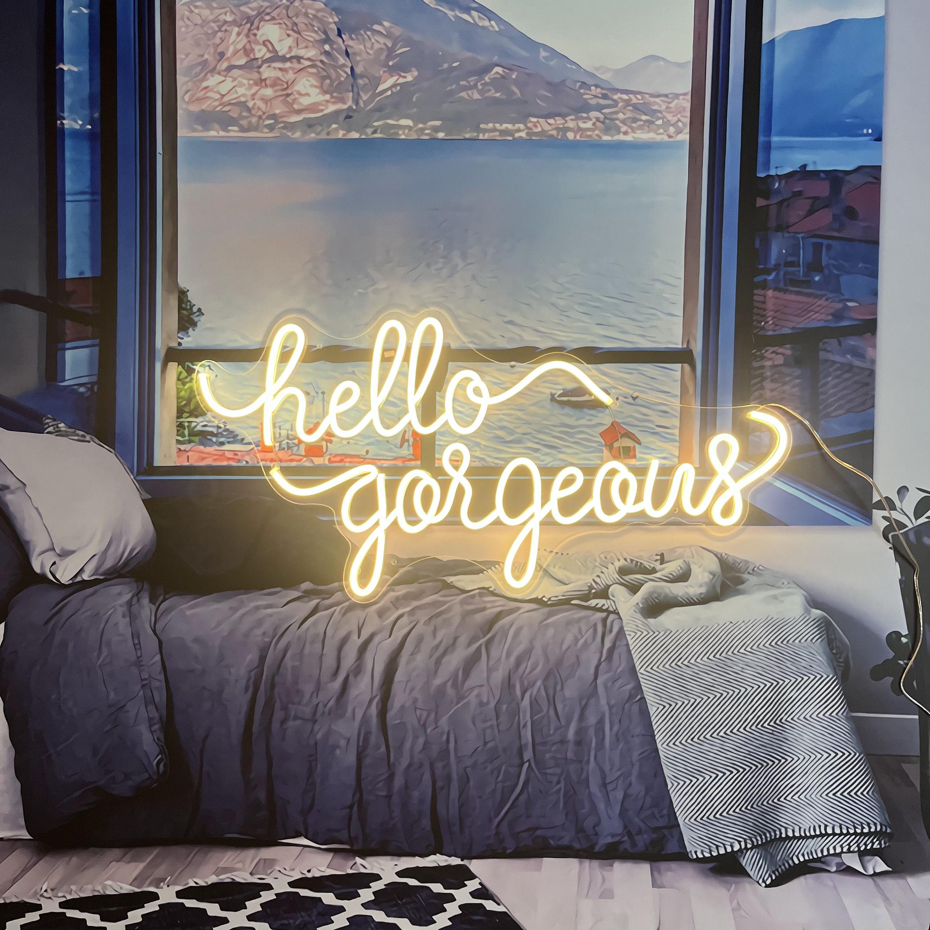 Custom Neon sign hello gorgeous Sign Neon Light Wedding Decoration Neon Sign Bedroom Neon Sign Wall Decor Led Neon Sign Beer Neon Sign