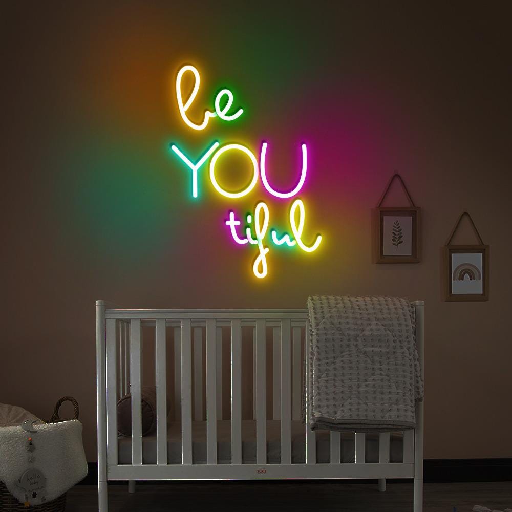 Beautiful Quote Neon, Girls Room Quote Art, Typography Wall Neon Sign, Girl Wall Decor, Cute Quote, Baby Girl Nursery Decor, Positive Gifts.