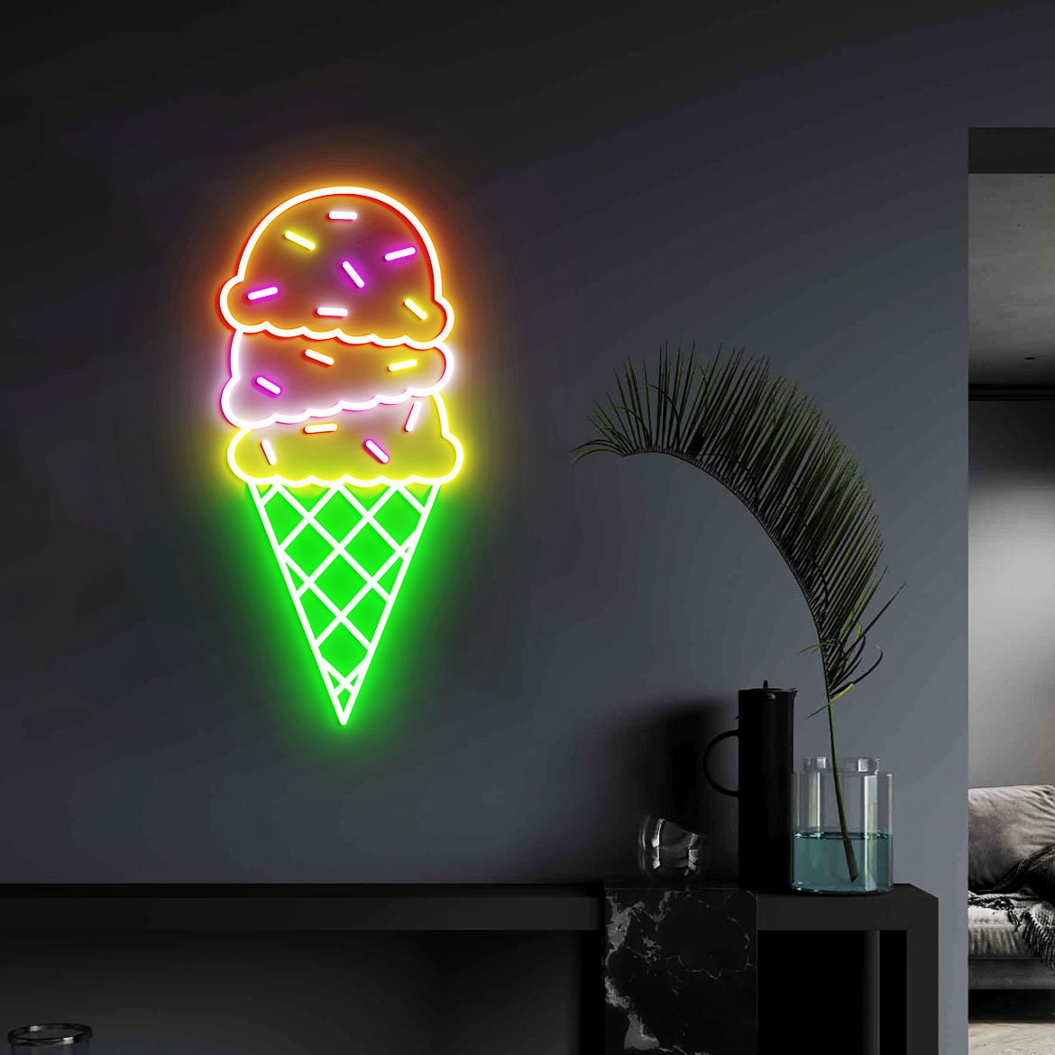 Ice Cream Neon Light, Neon Sign Light Decor, Ice Cream Bedroom Neon Sign, Bedroom Neon Lights, Home Neon Lights, Ice Cream Wall Decoration