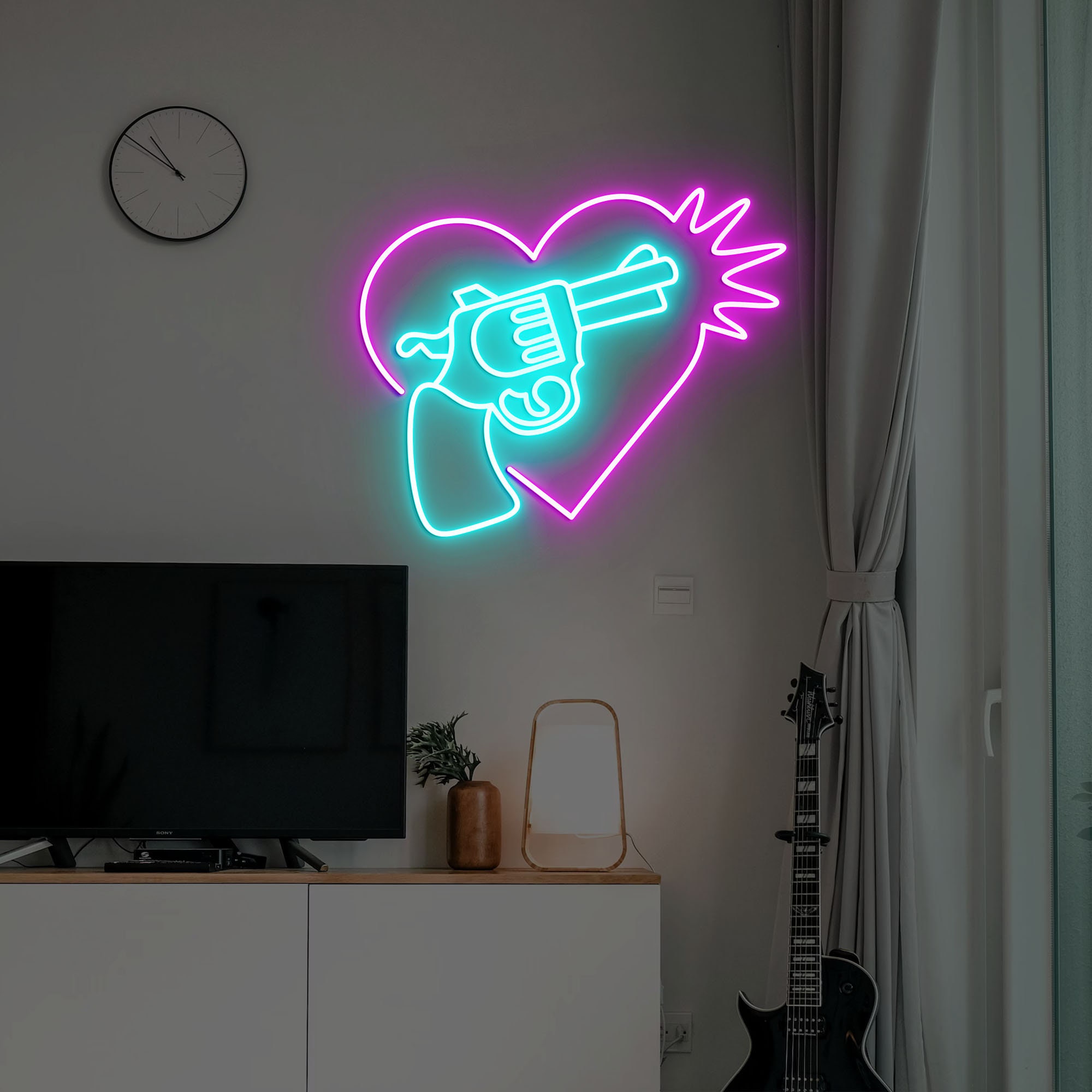 Blow My Heart Gun Neon Light, Neon Sign Light Decor, Gun Bedroom Neon Sign, Bedroom Neon Lights, Party Decor, Wall Decoration
