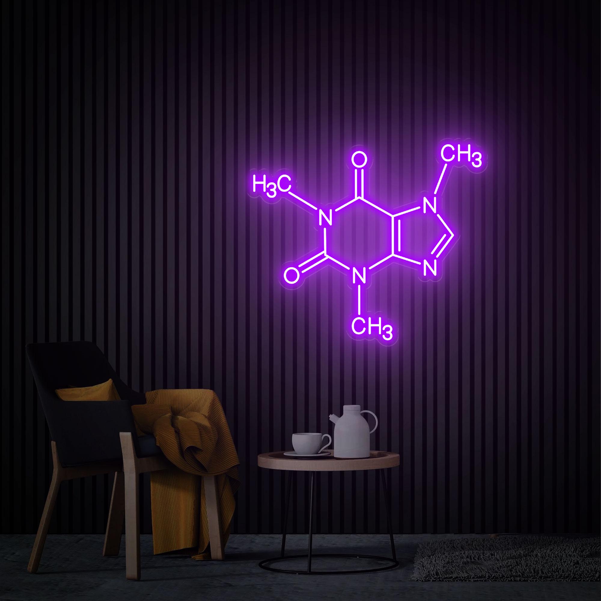 Caffeine Molecule Neon Sign, Caffeine Wall Art, Caffeine Wall Decor, Molecule Neon Light Custom Logo Sign, Coffee Neon Sign Home Cafe Decor