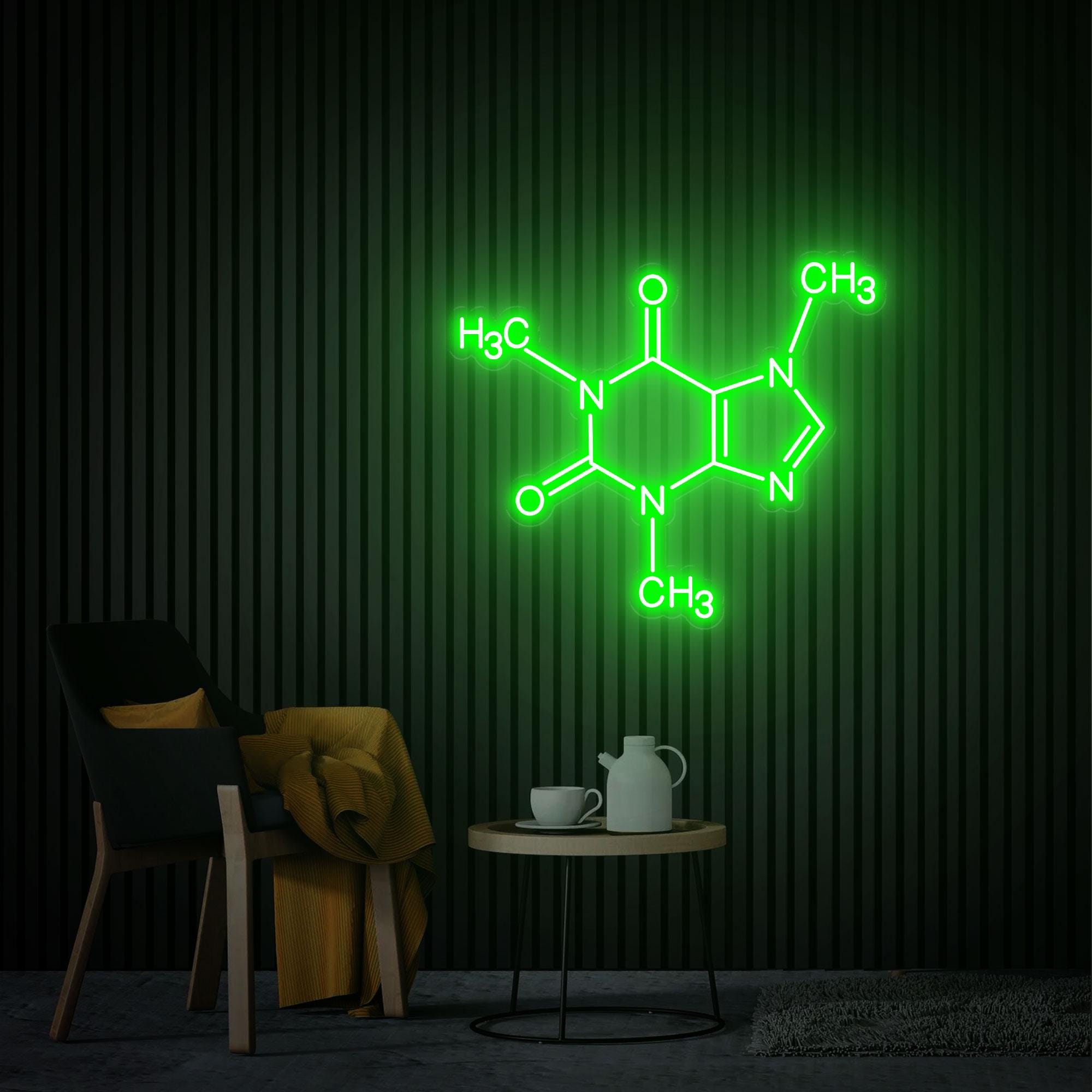 Caffeine Molecule Neon Sign, Caffeine Wall Art, Caffeine Wall Decor, Molecule Neon Light Custom Logo Sign, Coffee Neon Sign Home Cafe Decor