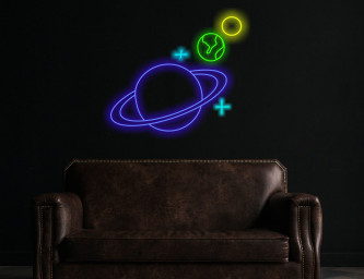 Planet Led Neon Sign, Saturn Planet Neon Sign, Planet Galaxy Neon Signs, Space Led Neon Sign, Custom Saturn Led Decor
