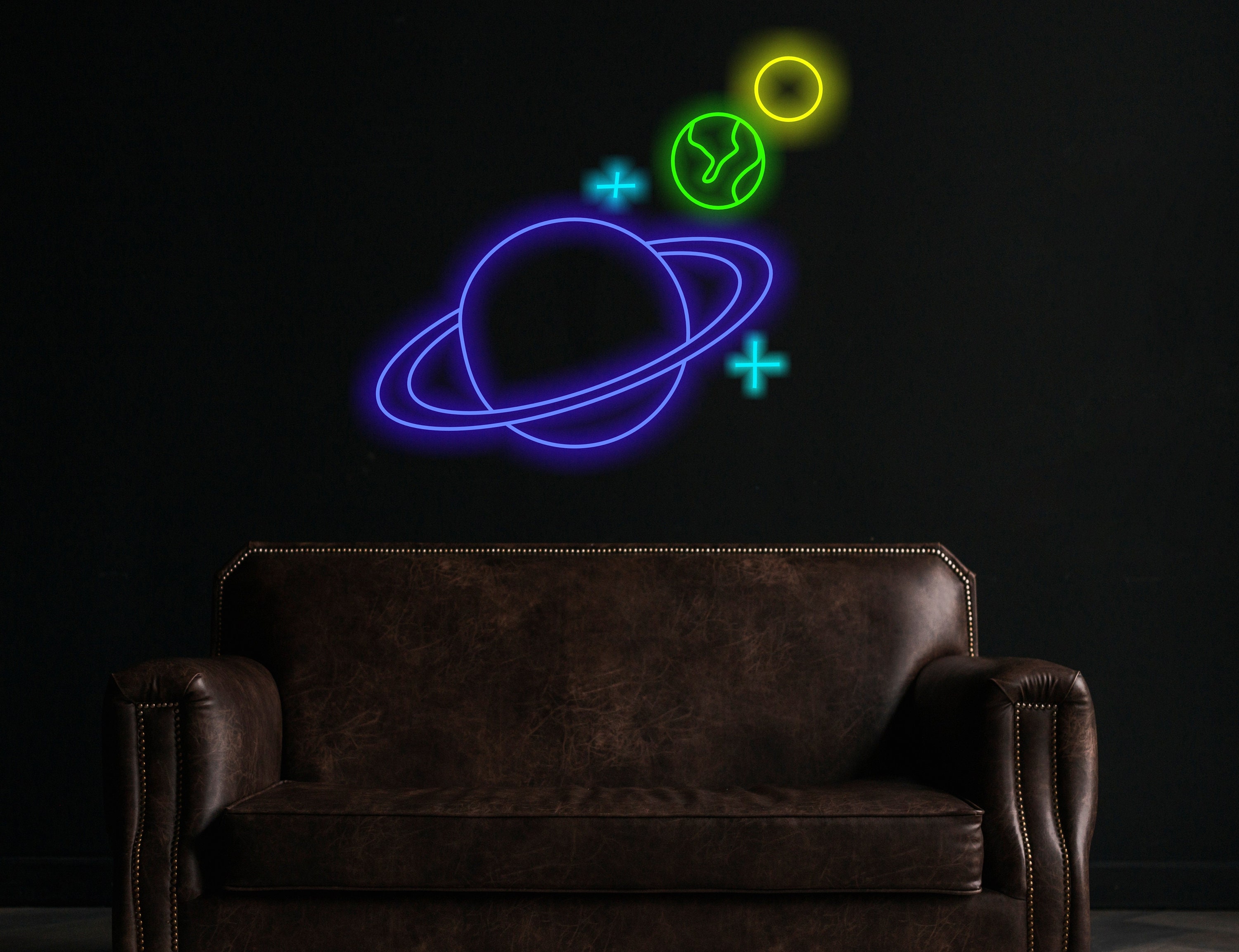 Planet Led Neon Sign, Saturn Planet Neon Sign, Planet Galaxy Neon Signs, Space Led Neon Sign, Custom Saturn Led Decor