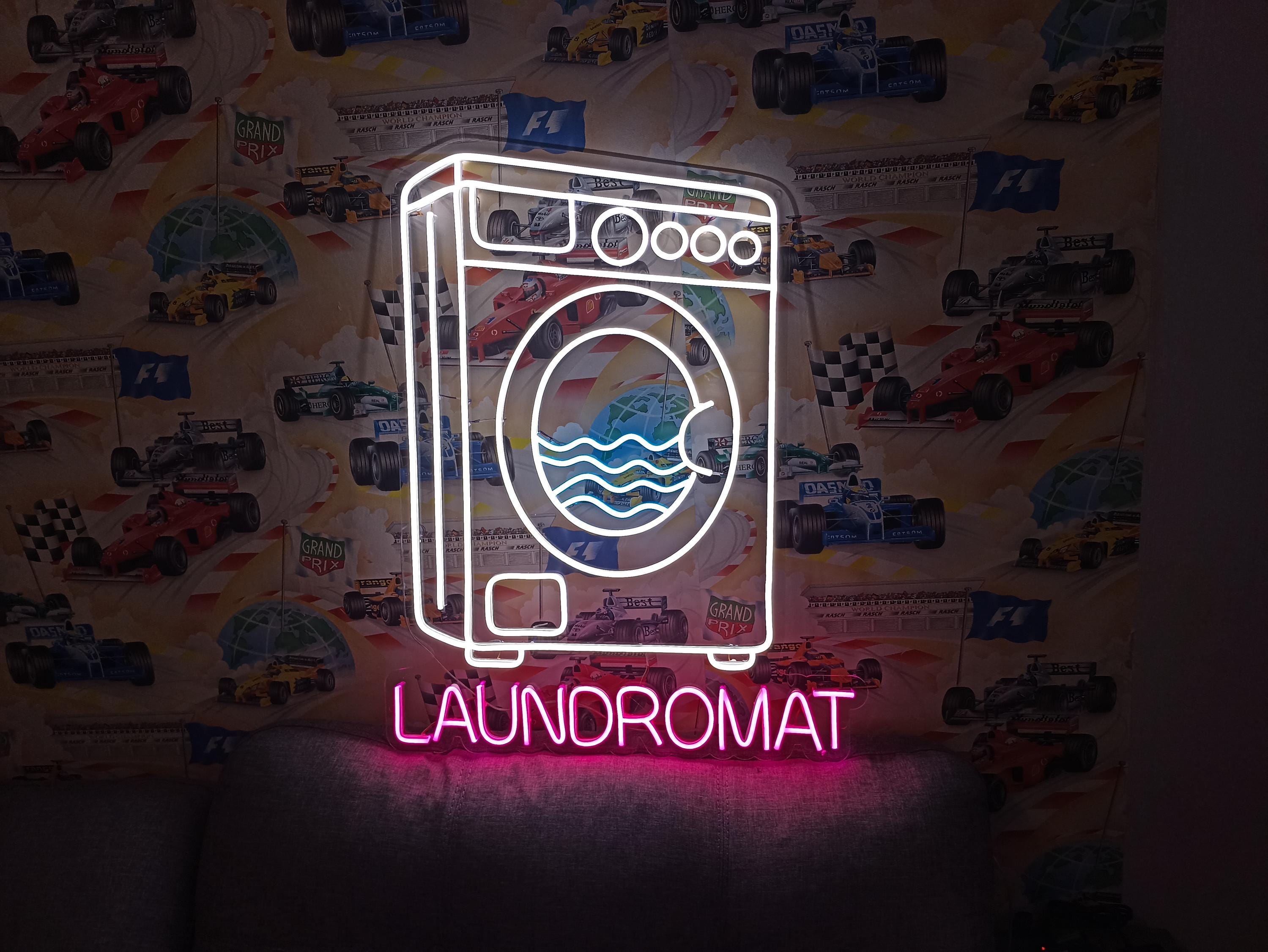 Laundry Machine Neon Sign, Laundry Appliance Neon Sign, Laundry Device Neon Sign, Laundromat Automaton Neon Sign, Fabric Washer Led Light