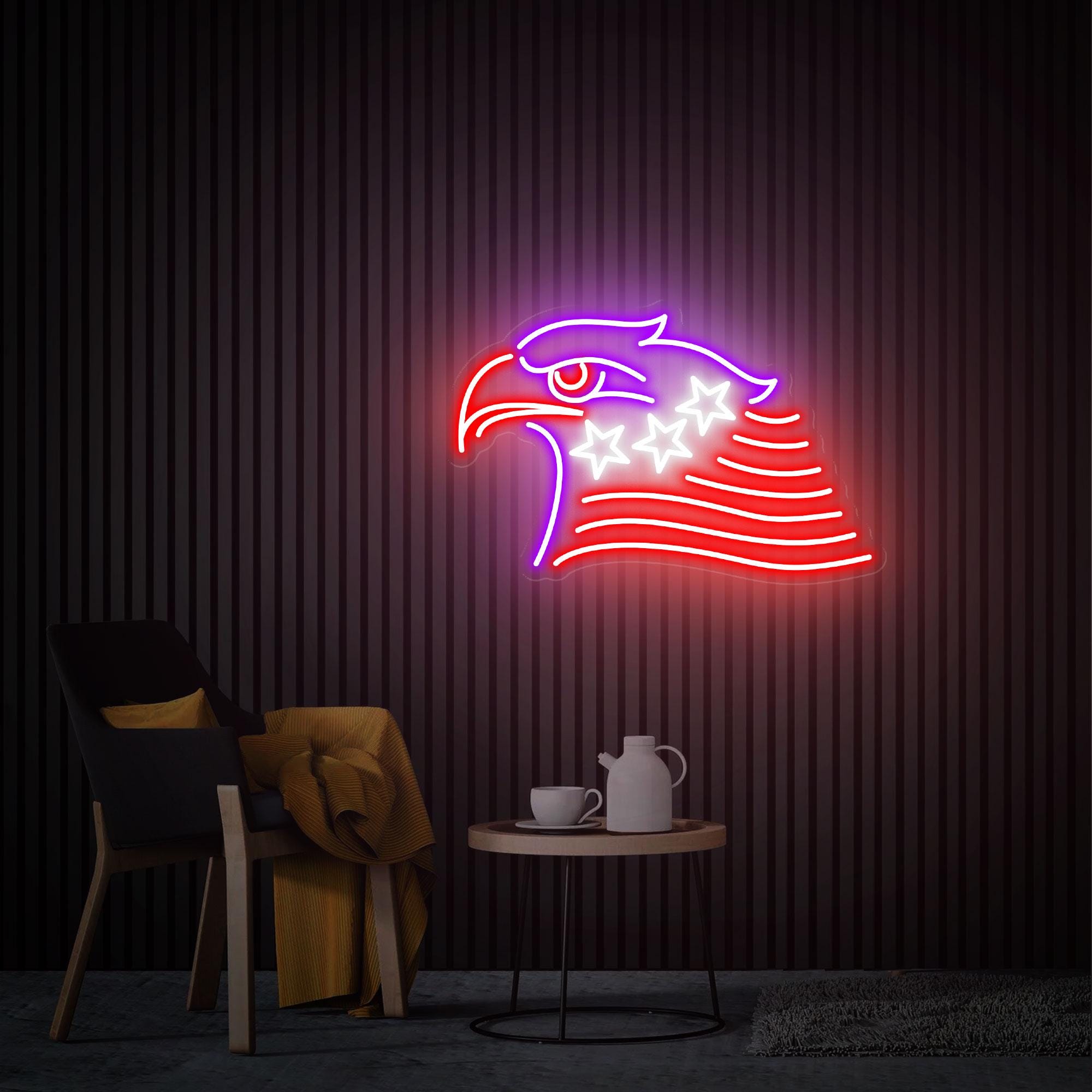 Eagle Head Neon Sign, Eagle Neon Light , Eagle Art Sign, American Eagle Led Sign, Home Office Neon Decor Custom Neon Sign Personalized Gifts