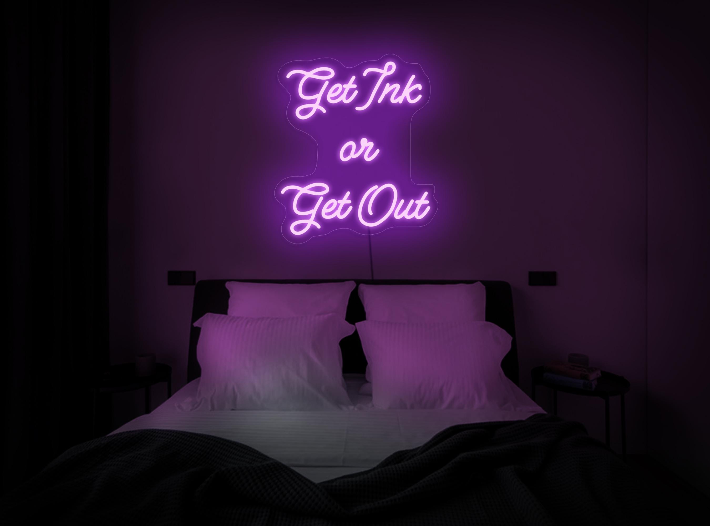 Get Ink Or Get Out Neon Sign, Tattoo Studio Neon Sign, Beauty Salon Neon Sign, Tattoo Artist Gift, Tattoo Studio Decor