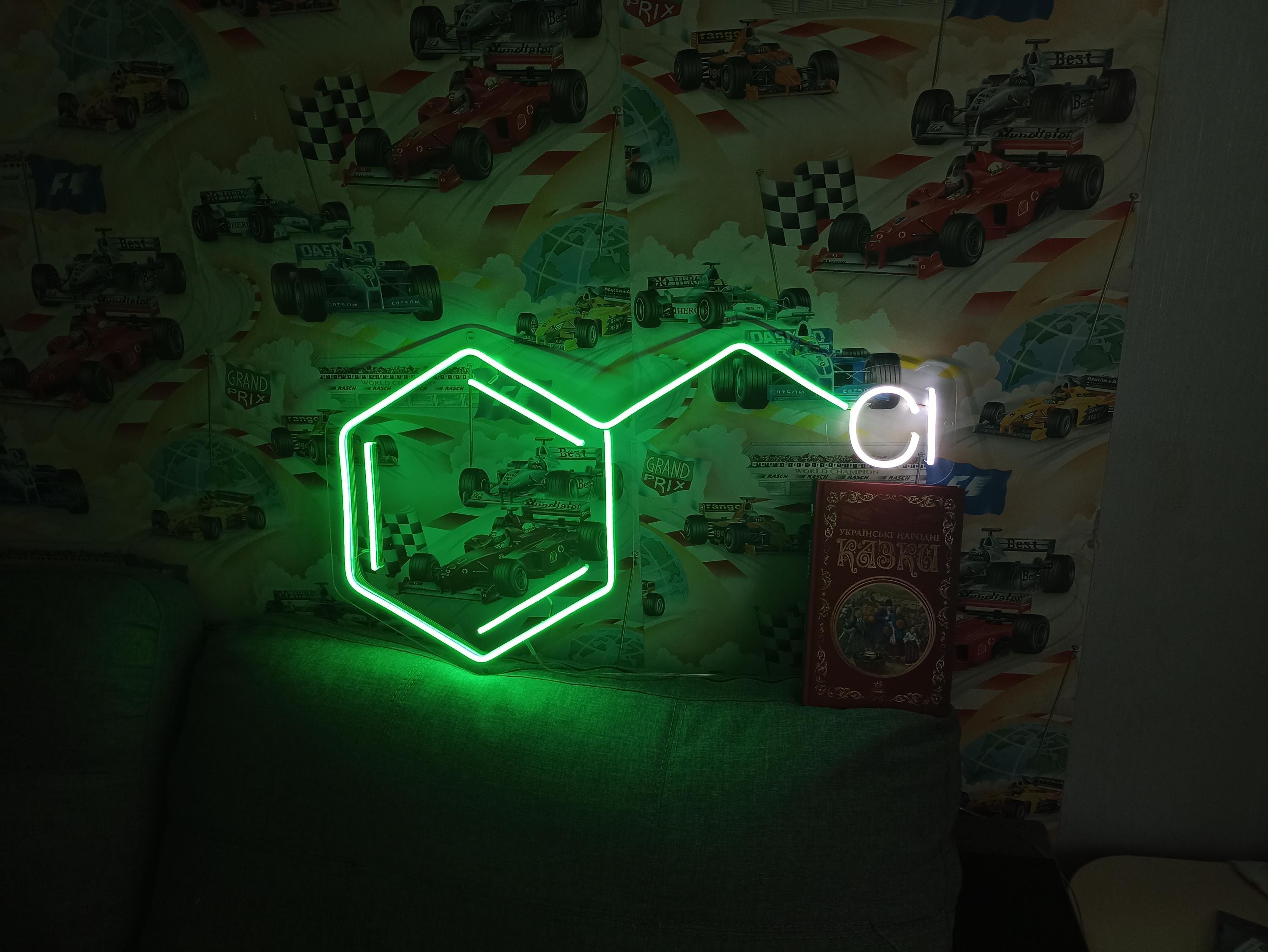 Molecule - Led Light Neon Sign Formula, Chlorine Molecule Neon Sign, Formula Chlorine Neon Sign