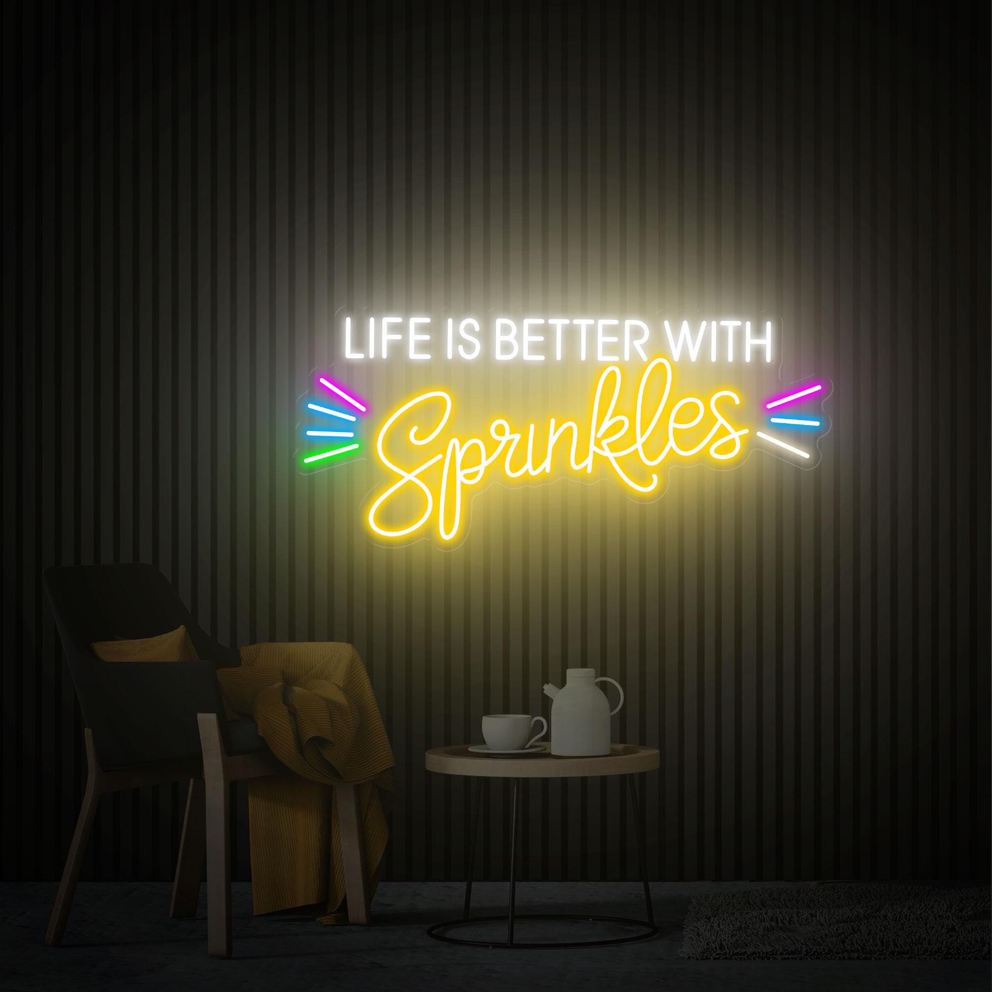 Life is Better With Sprinkles Neon Sign, Summmer Decor Custom Neon Sign, Sprinkles Decor, Desert Bar Sign Decoration, Open Welcome Sign Gift